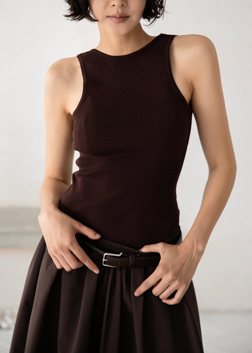 Temse Backless Knit Top - Burgundy - 1