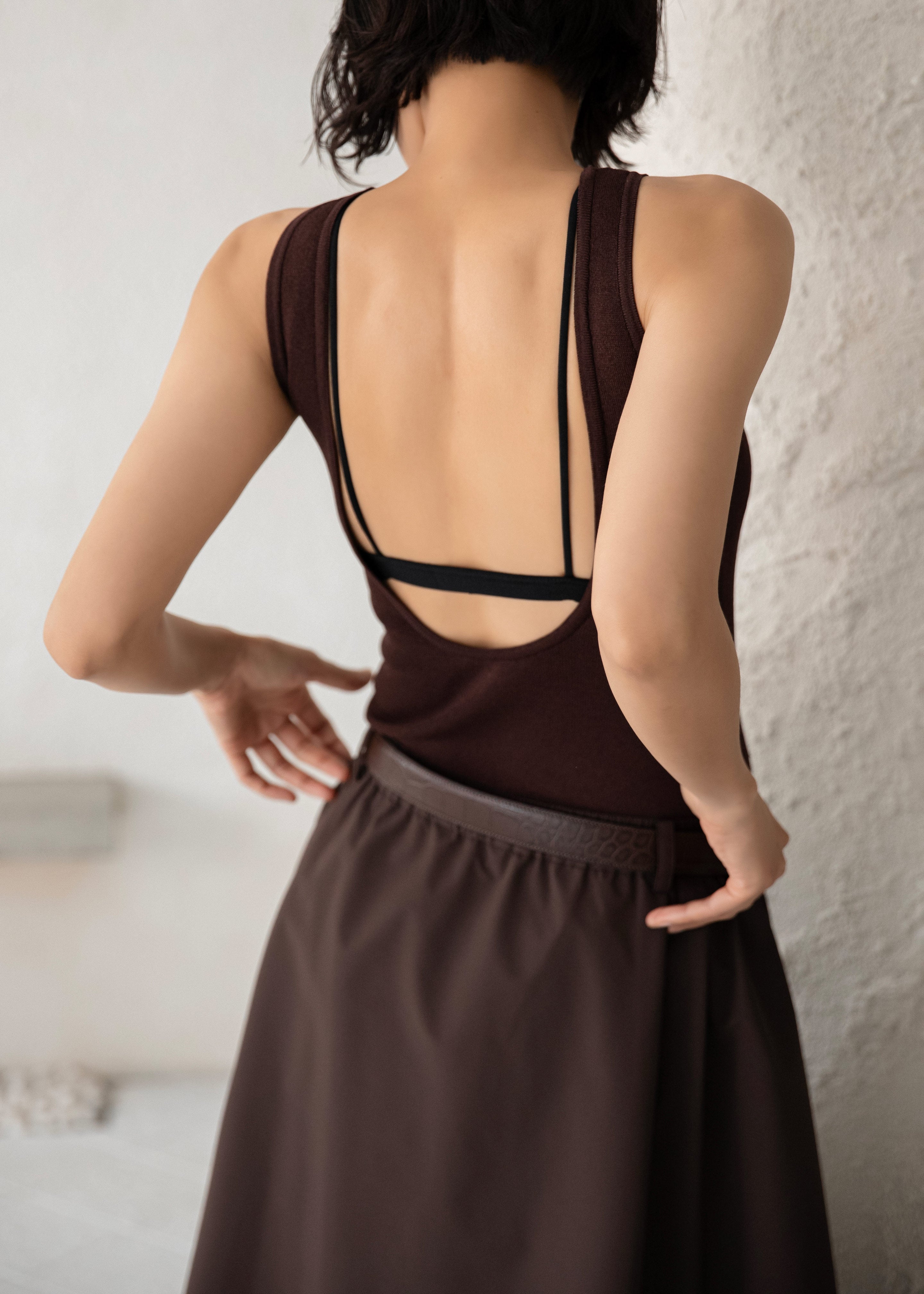 Temse Backless Knit Top - Burgundy - 3