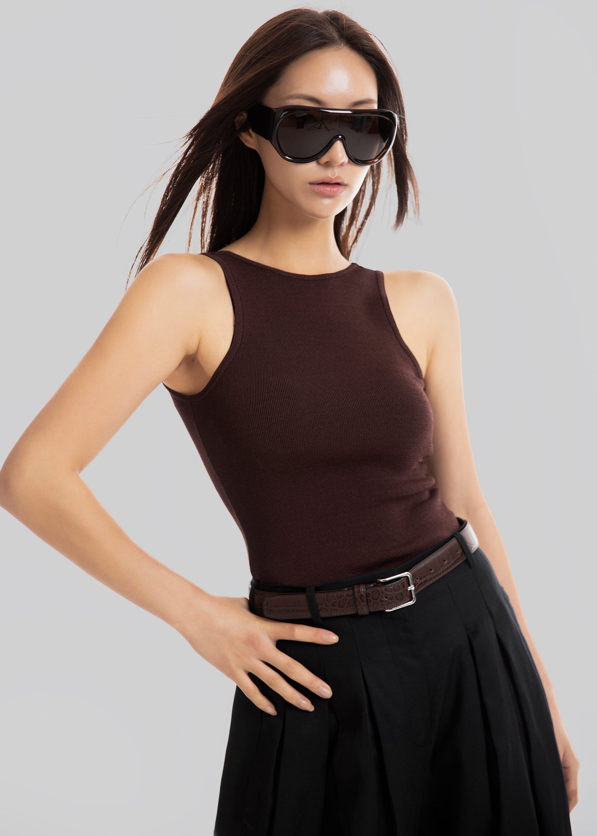 Temse Backless Knit Top - Burgundy - 4