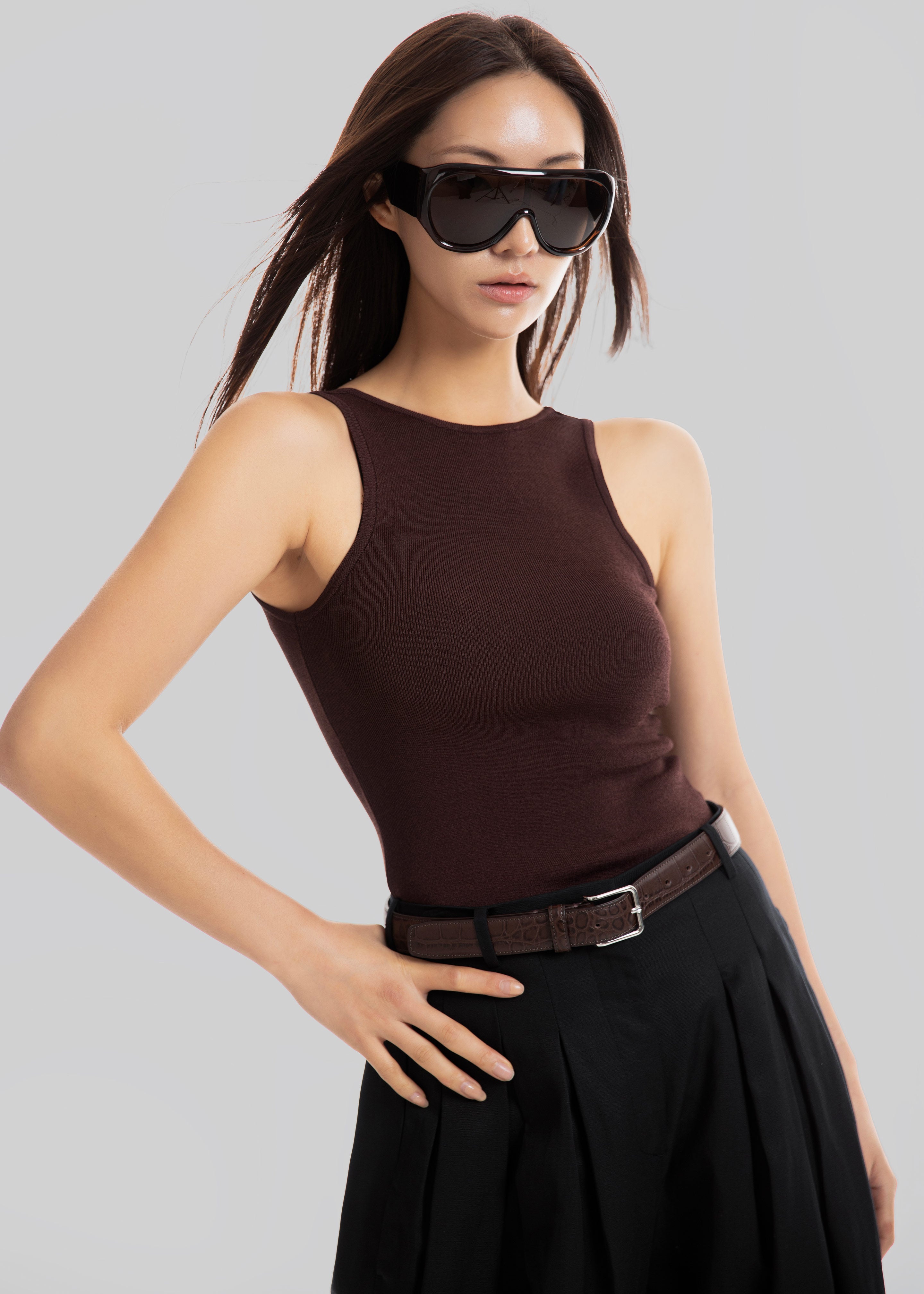 Temse Backless Knit Top - Burgundy - 4