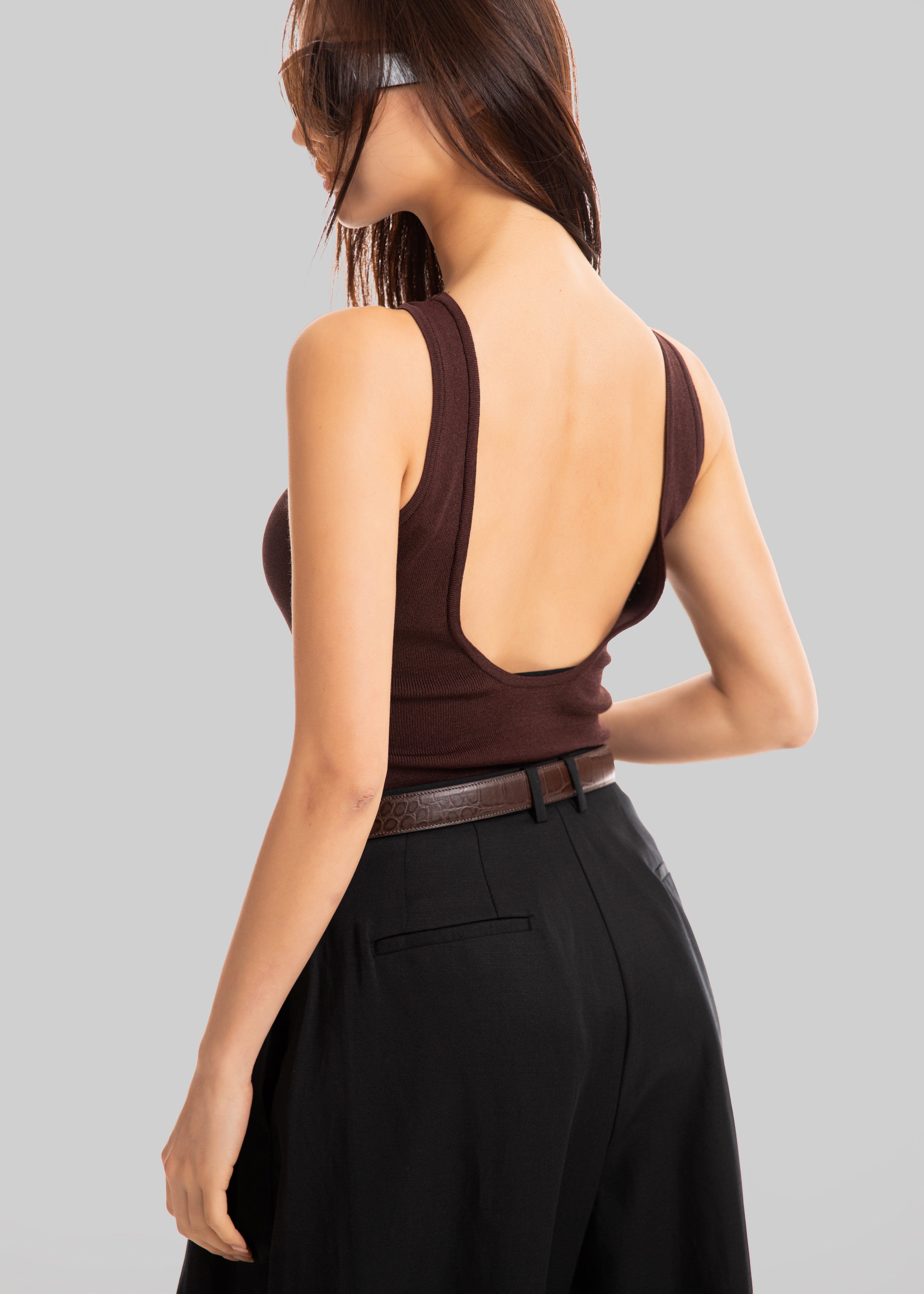 Temse Backless Knit Top - Burgundy - 6