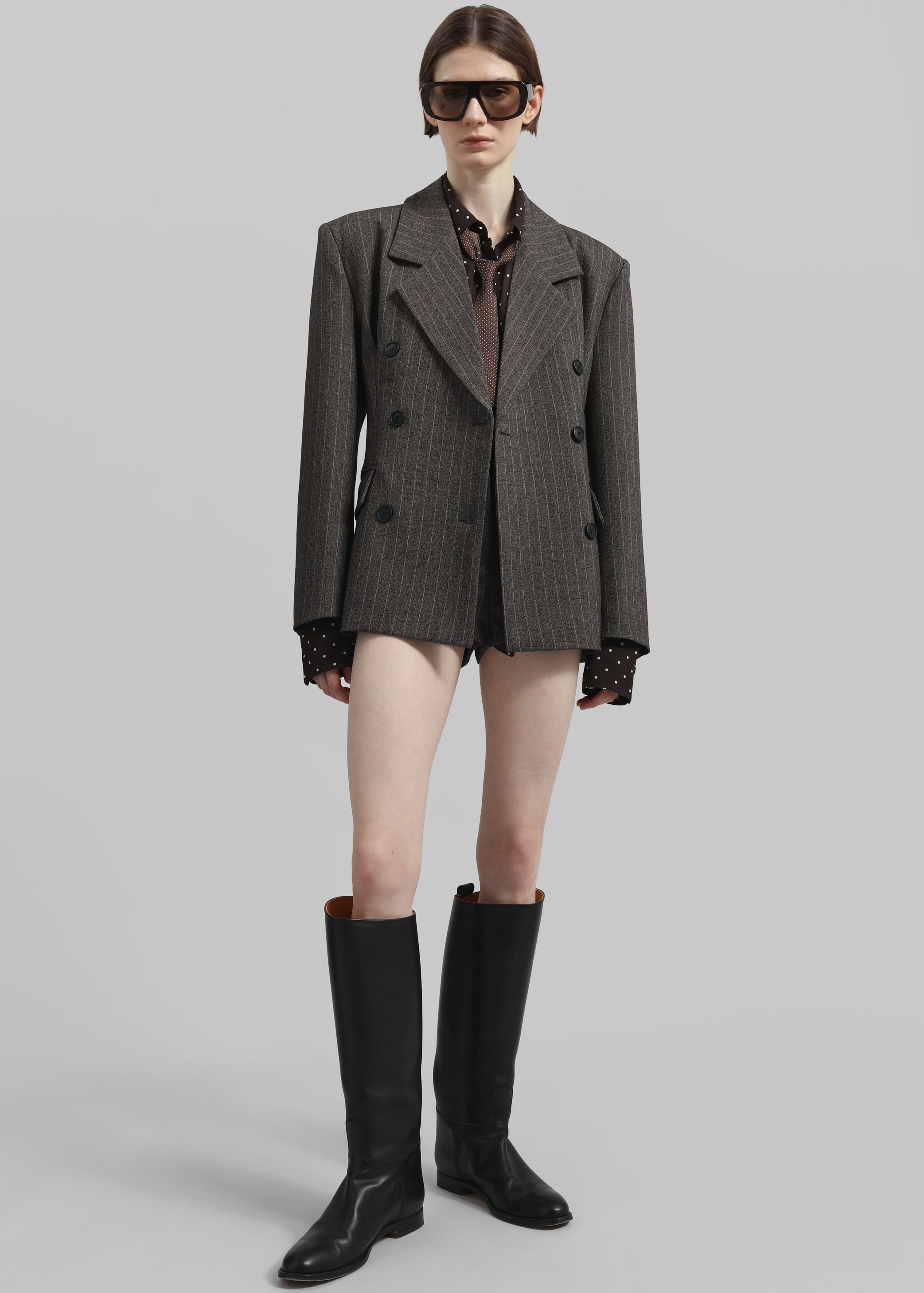 Shop the look image for Tenby Striped Cinched Blazer - Brown Melange