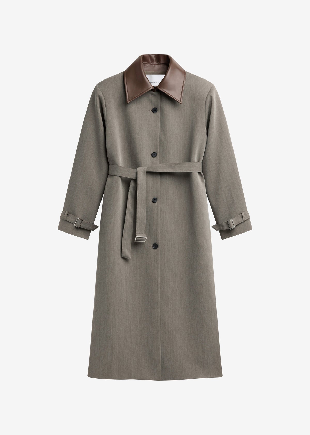Teran Faux Leather Collar Coat - Dark Taupe - 9