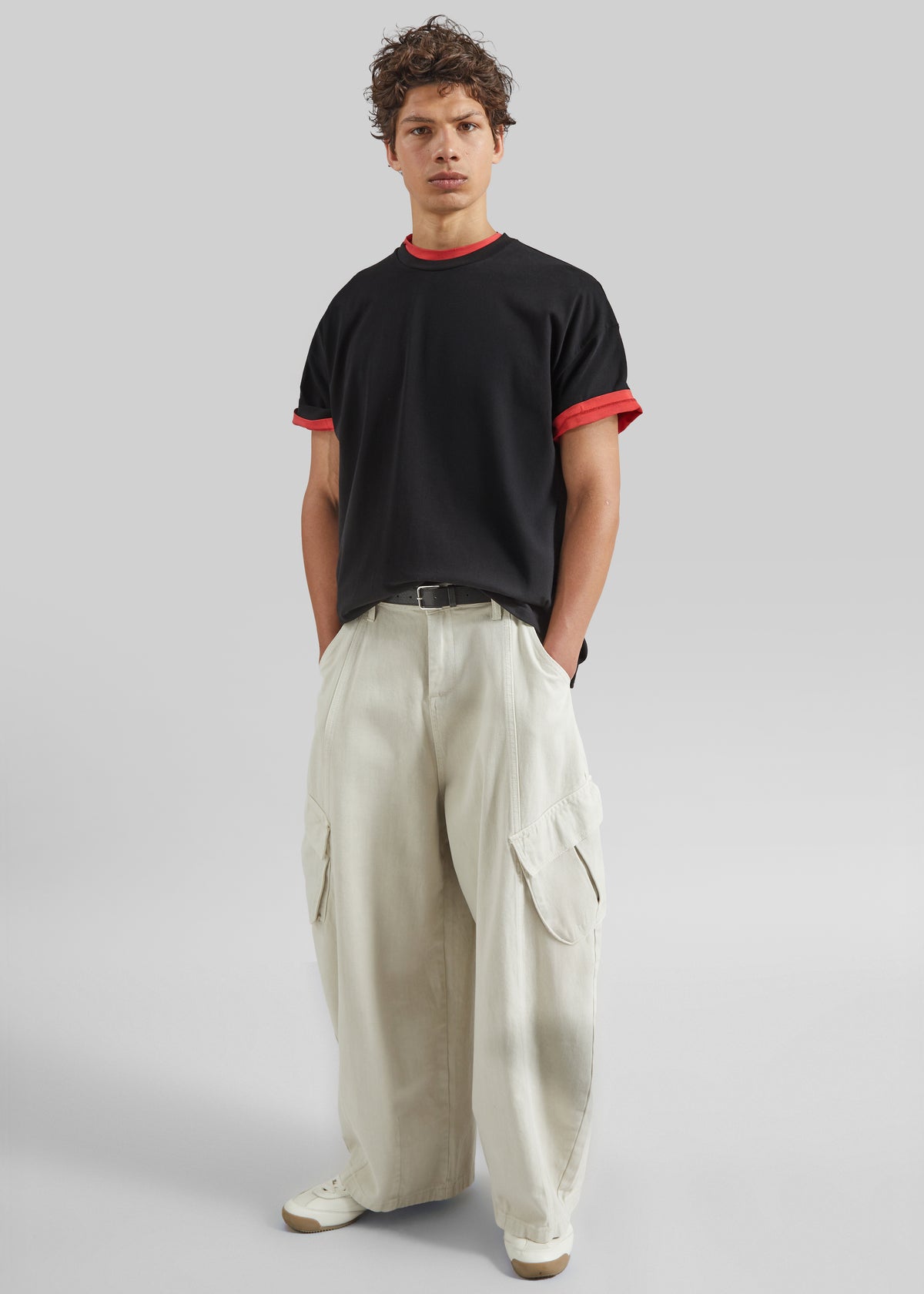 Terence Curved Cargo Pants - Light Beige - 3
