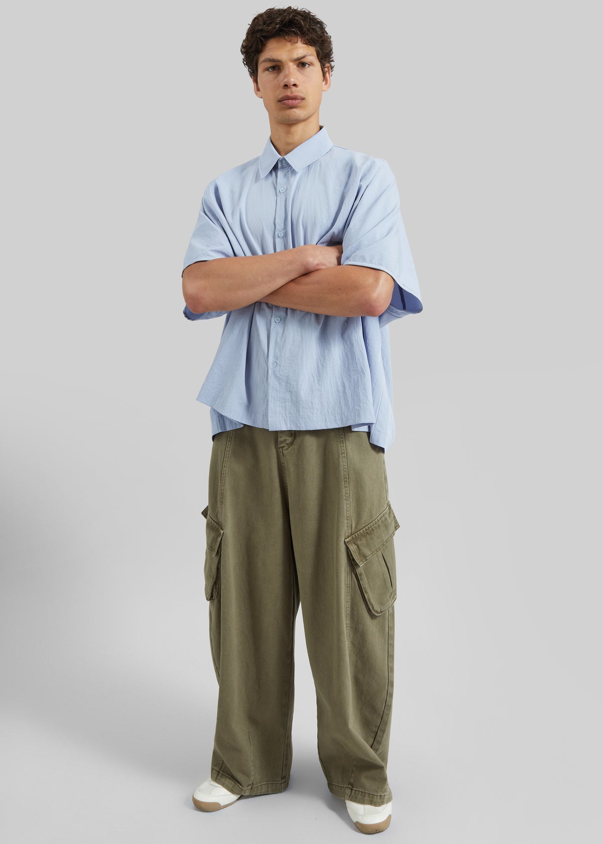 Terence Curved Cargo Pants - Pale Olive - 6