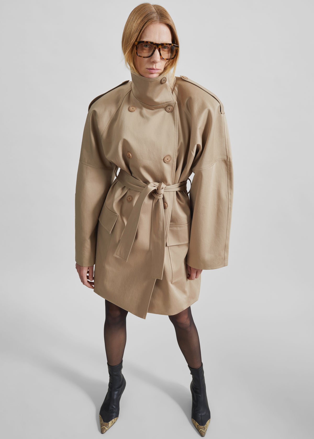 Tess Midi Short Trench - Beige
