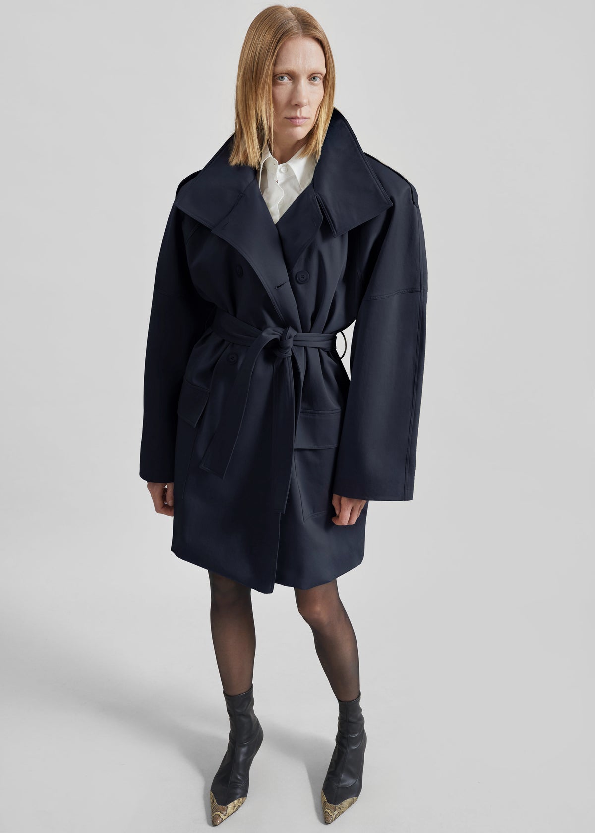 Tess Midi Short Trench - Navy