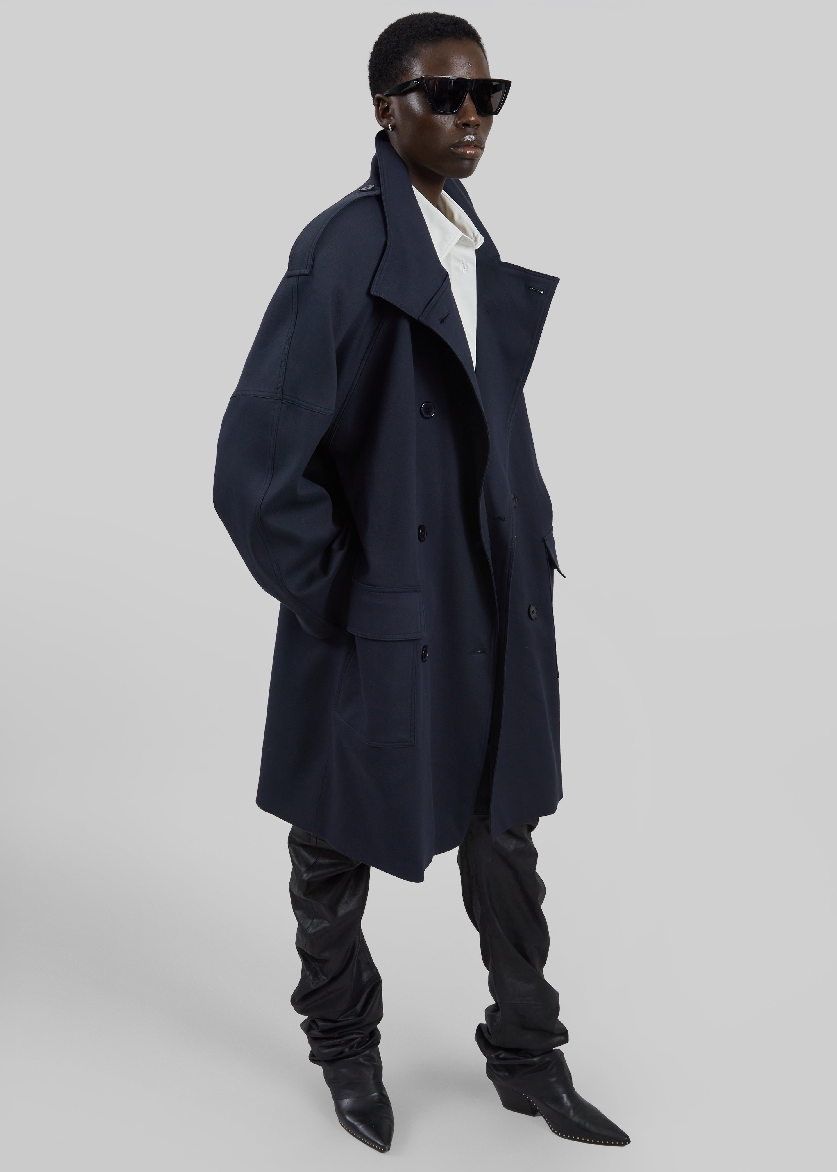 Tess Midi Short Trench - Navy – The Frankie Shop