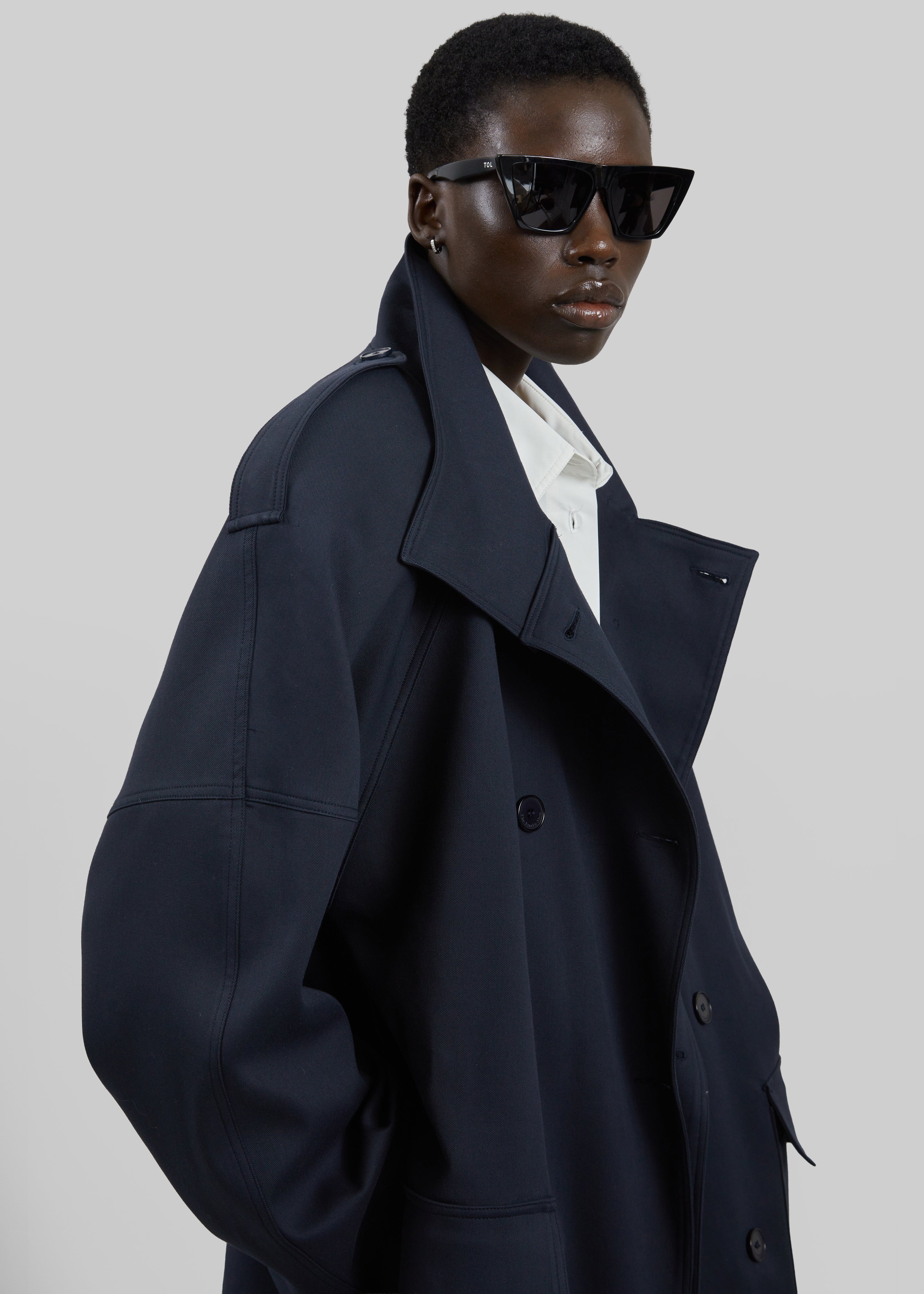 Tess Midi Short Trench - Navy – The Frankie Shop