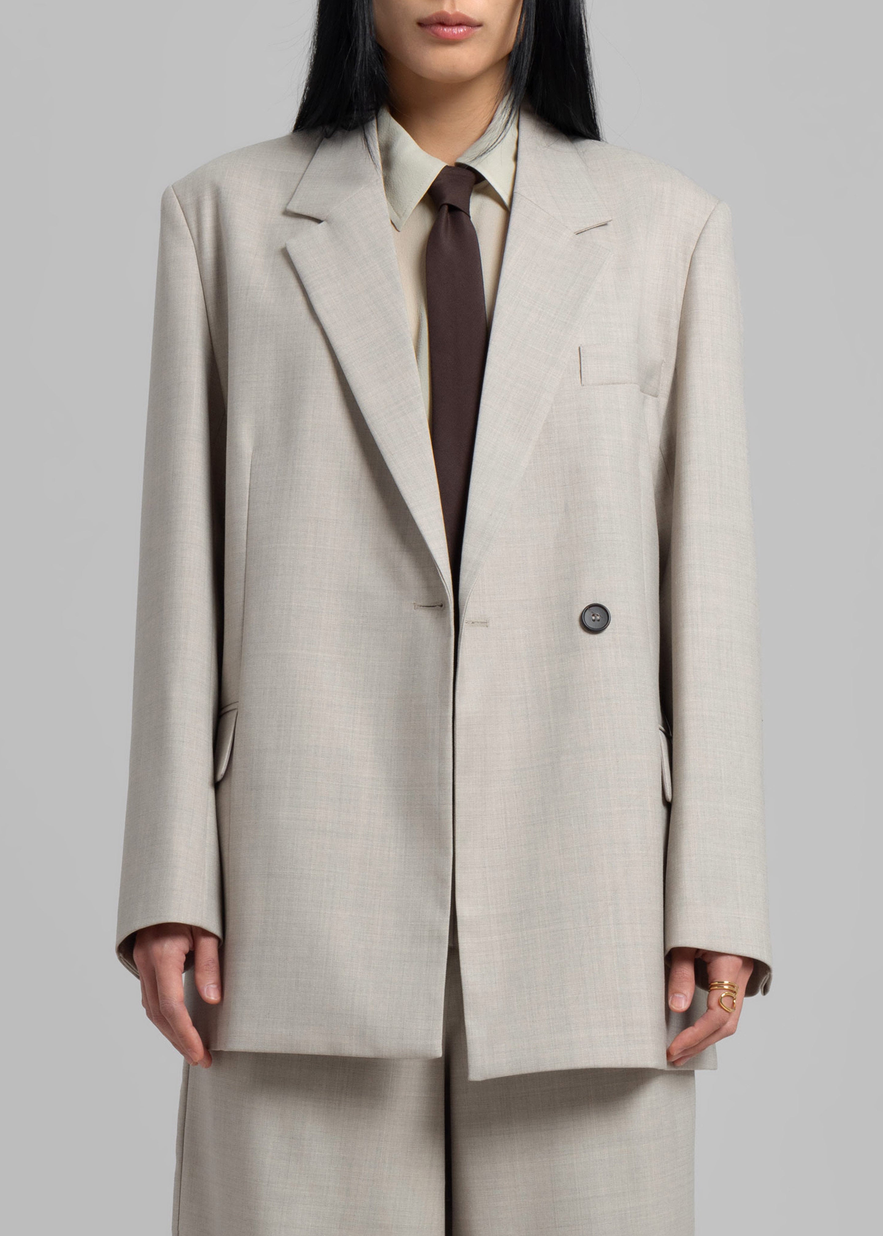 Tessa Wool Blazer - Beige - 3