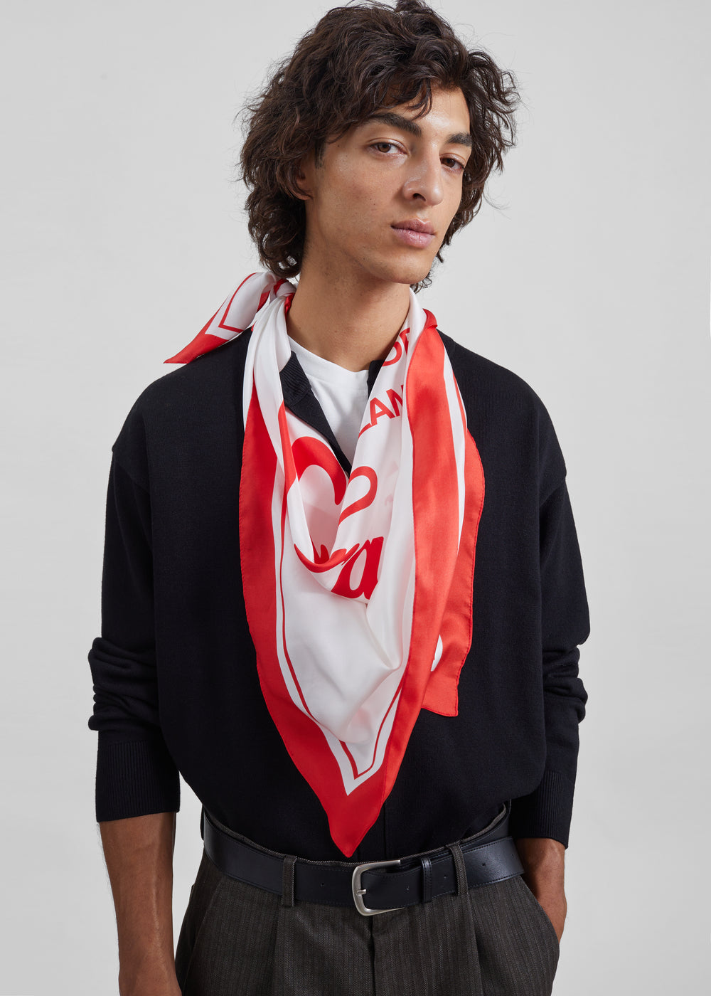 TFS Frankie Milan Large Scarf - Ivory/Red - 1