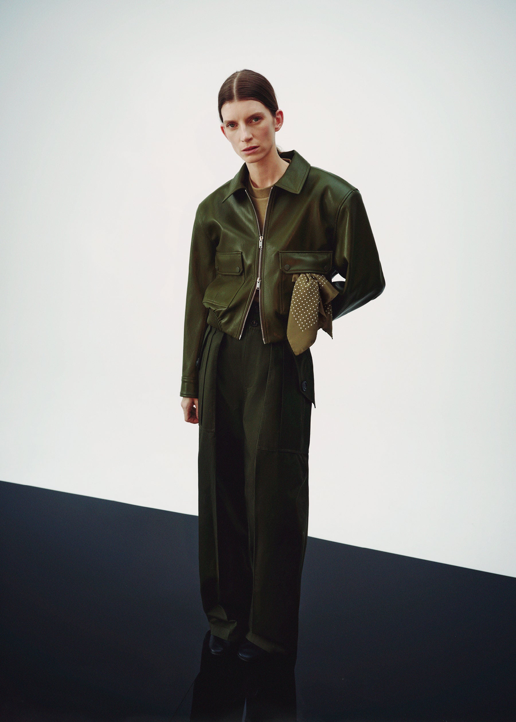 Val Faux Leather Padded Jacket - Army Green - 6