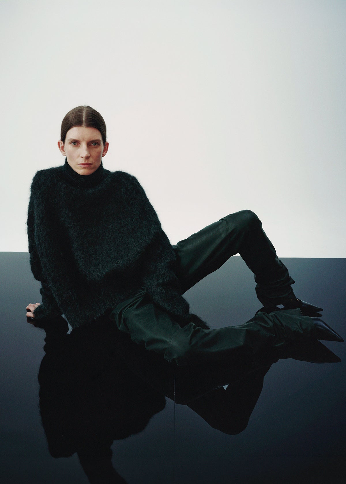 Jessa Leather Ruched Pants - Bottle Green
