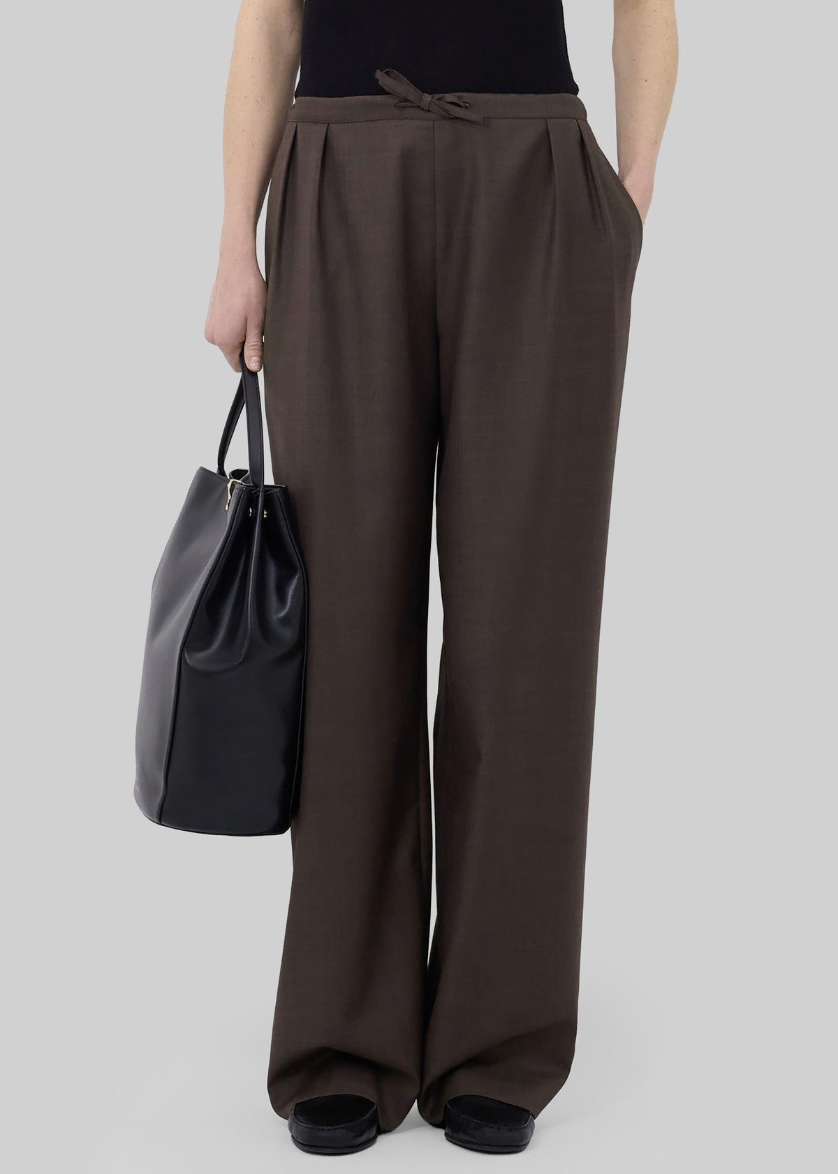 Loulou de Saison Cove LDS Wide Pants - Brown Melange - 2