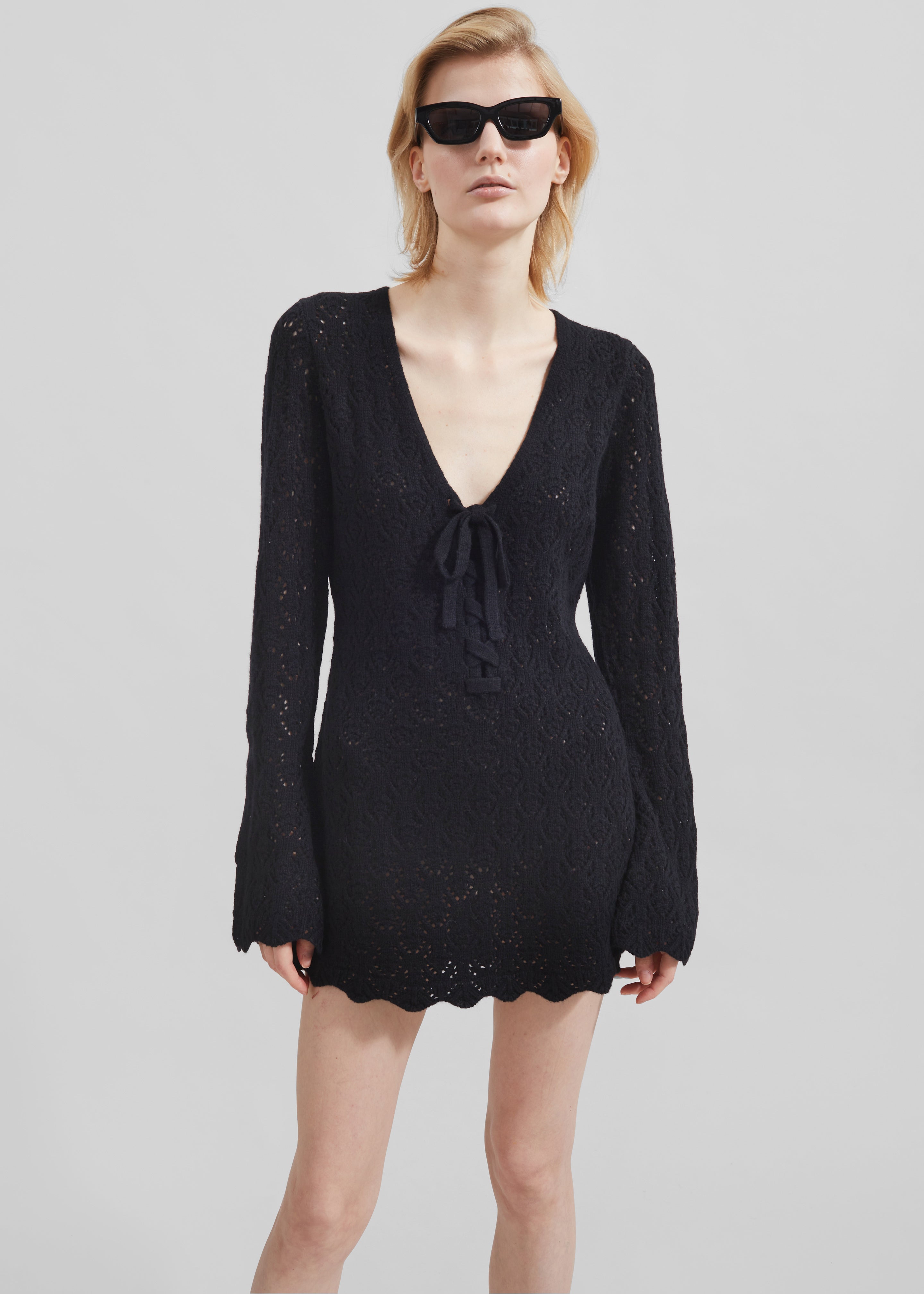 The Garment Canada Crochet Short Dress - Black - 5