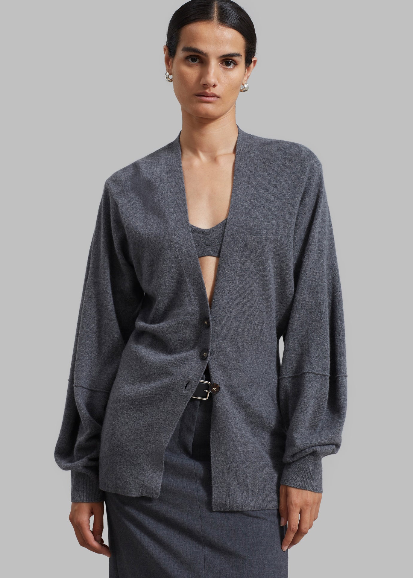 The Garment Como Sleeve Cardigan - Grey Melange - 1