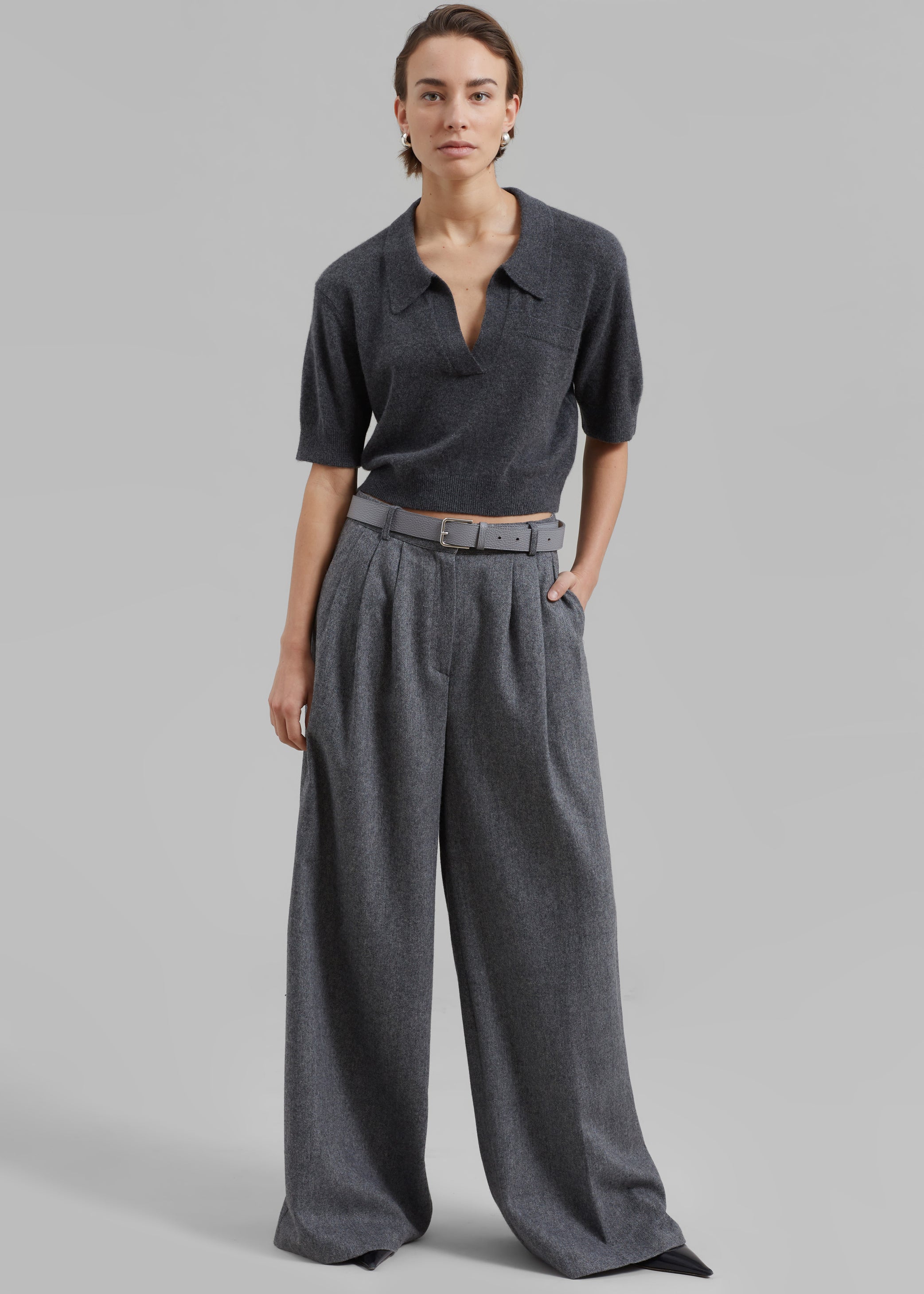 Shop the look image for The Garment Piemonte Cropped Sweater - Grey Melange