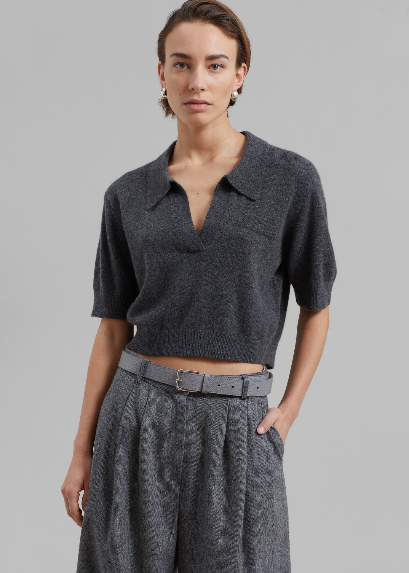 The Garment Piemonte Cropped Sweater - Grey Melange