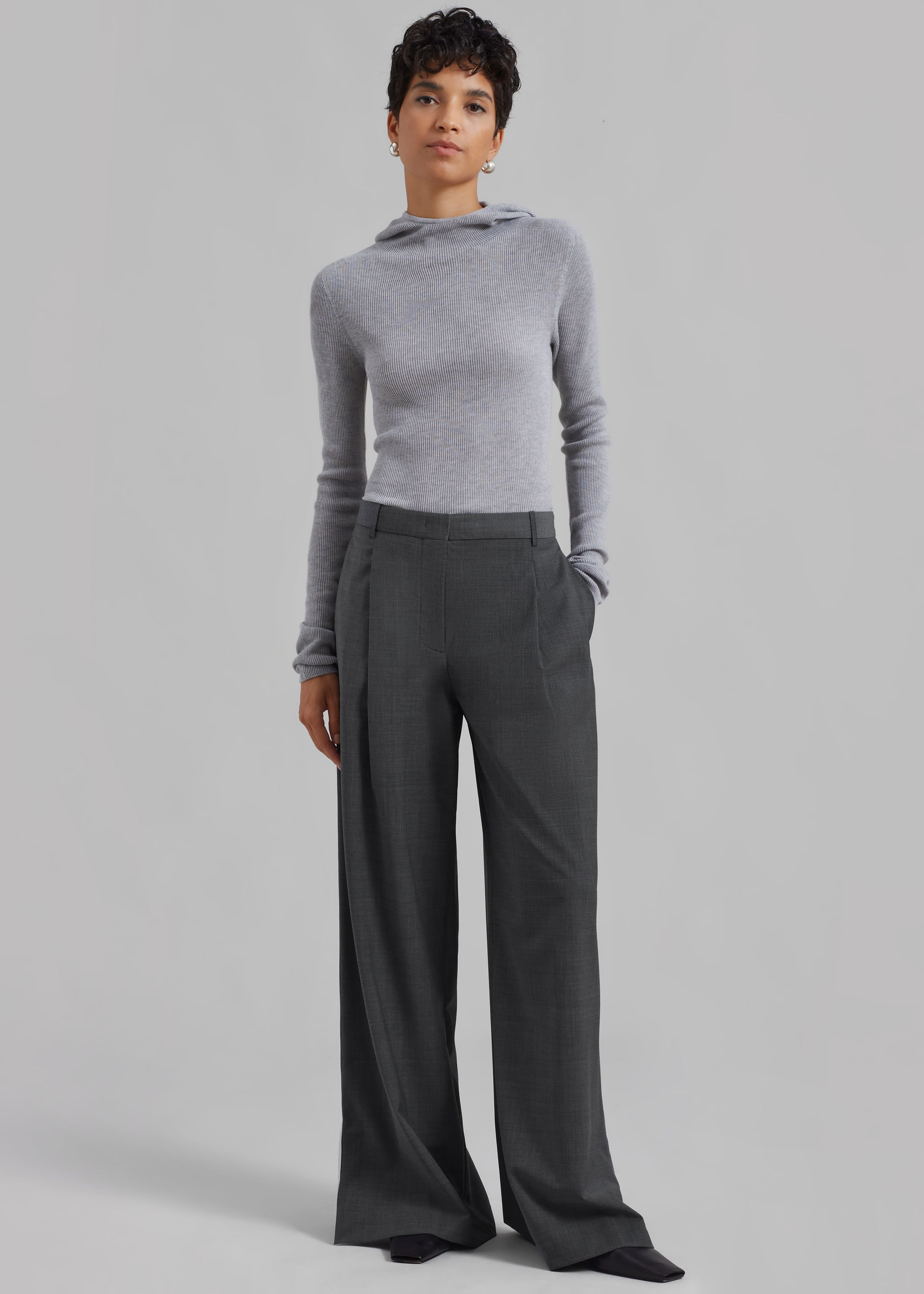 The Garment Pisa Wide Pants - Grey Melange - 5
