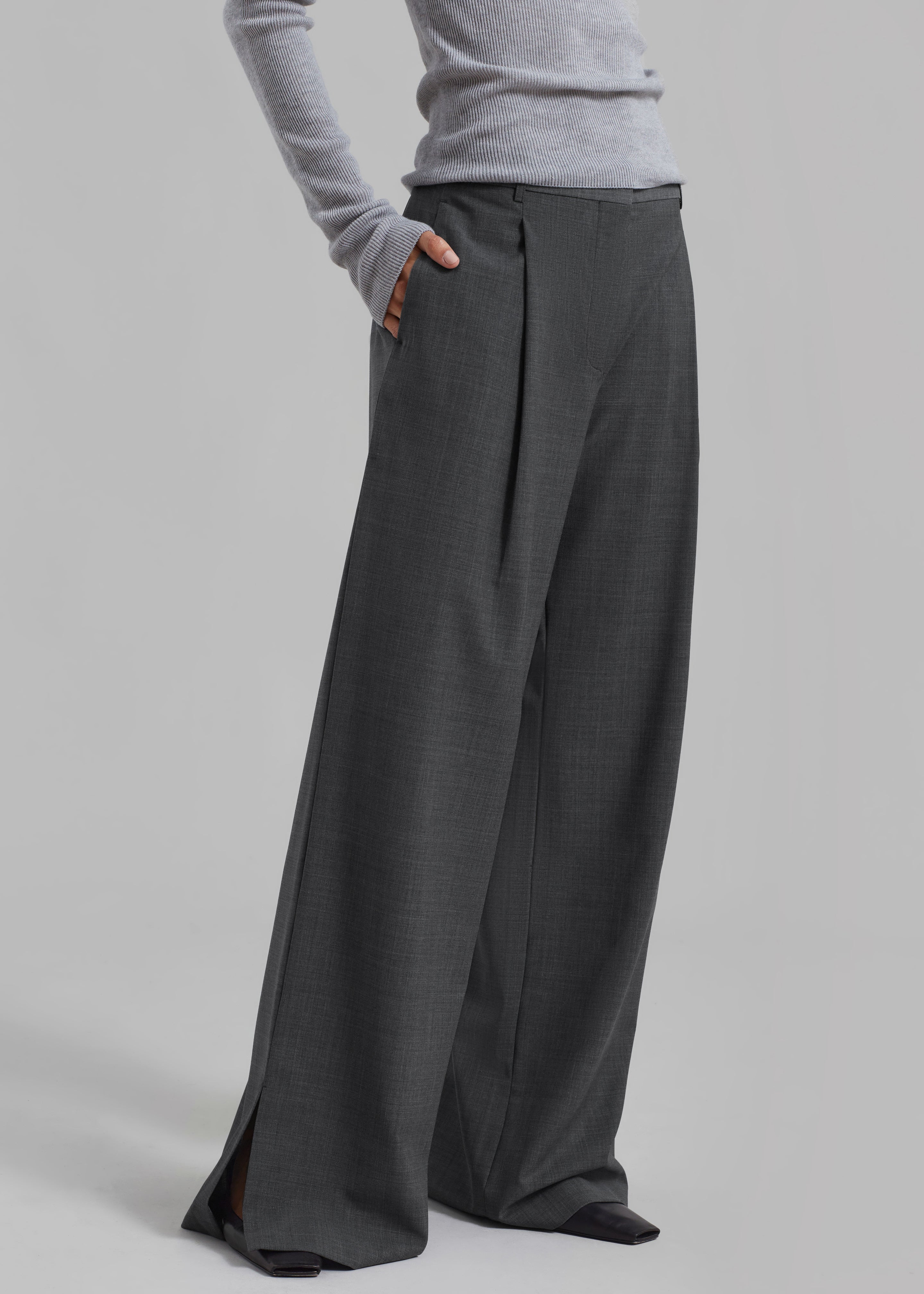 The Garment Pisa Wide Pants - Grey Melange - 2