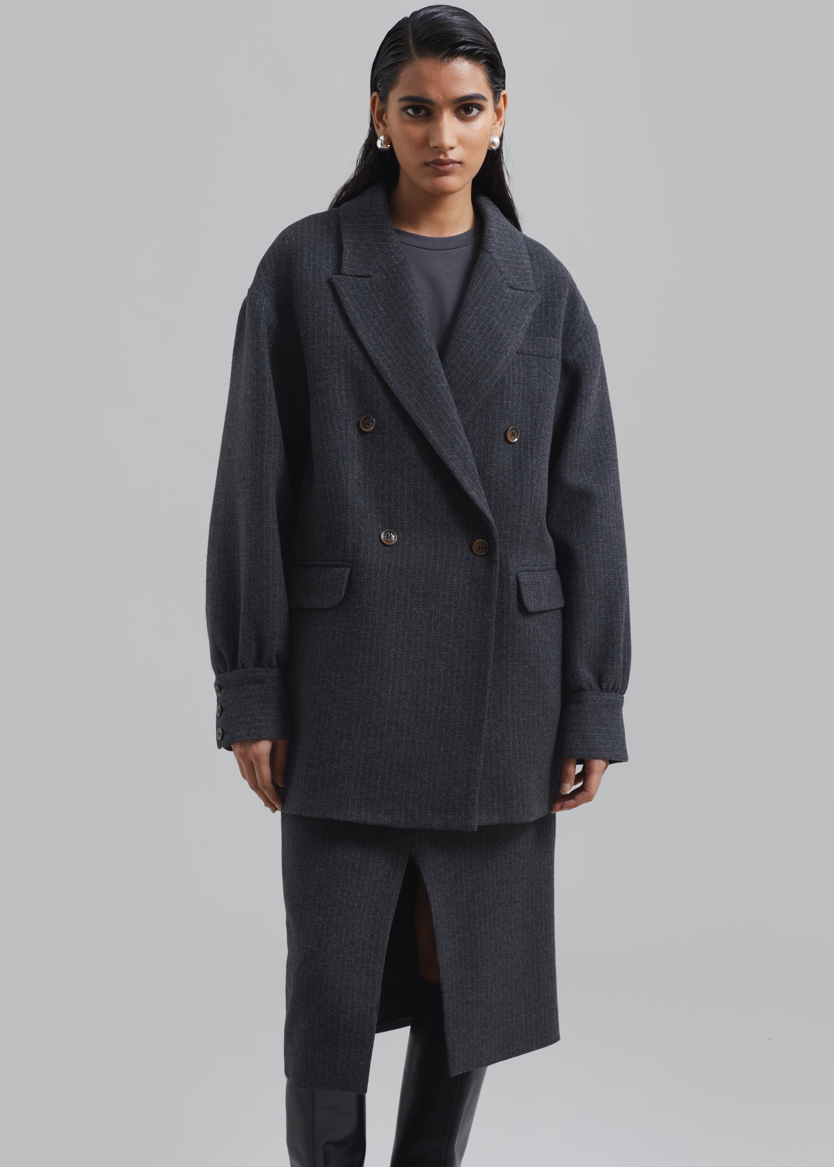 The Garment Porto Jacket - Pinstriped Grey Melange - 2