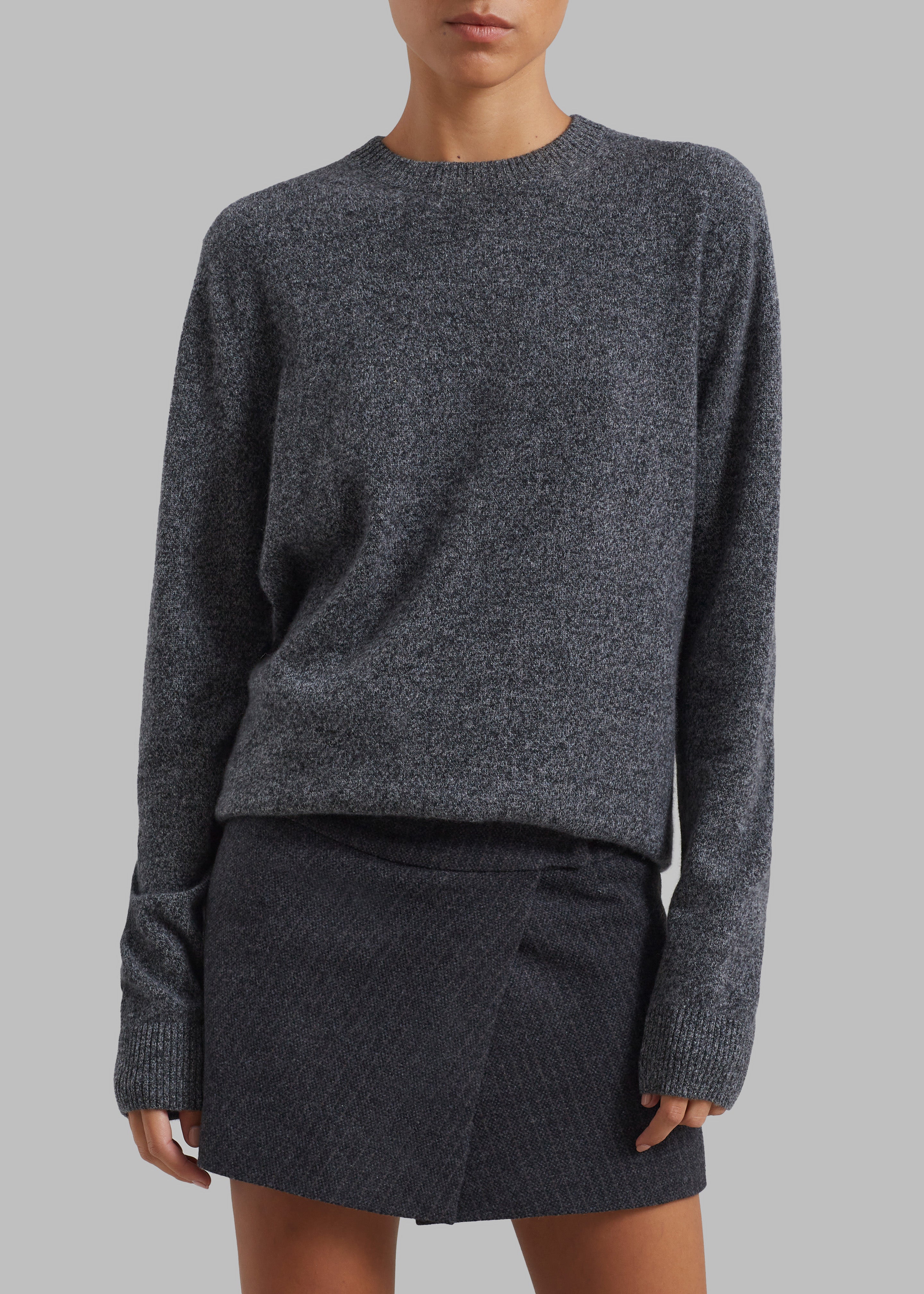 The Garment Porto Mini Skirt - Pinstriped Grey Melange - 7