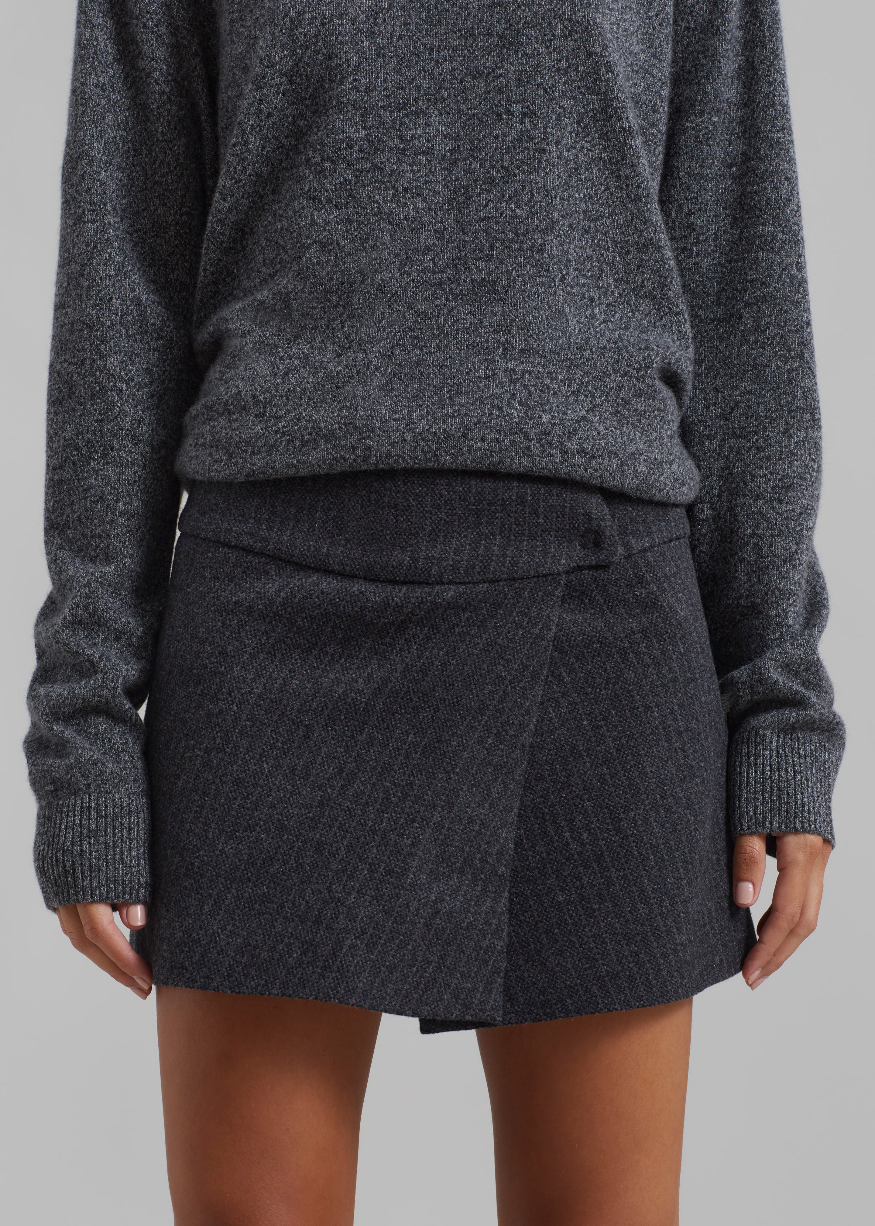 The Garment Porto Mini Skirt - Pinstriped Grey Melange - 3