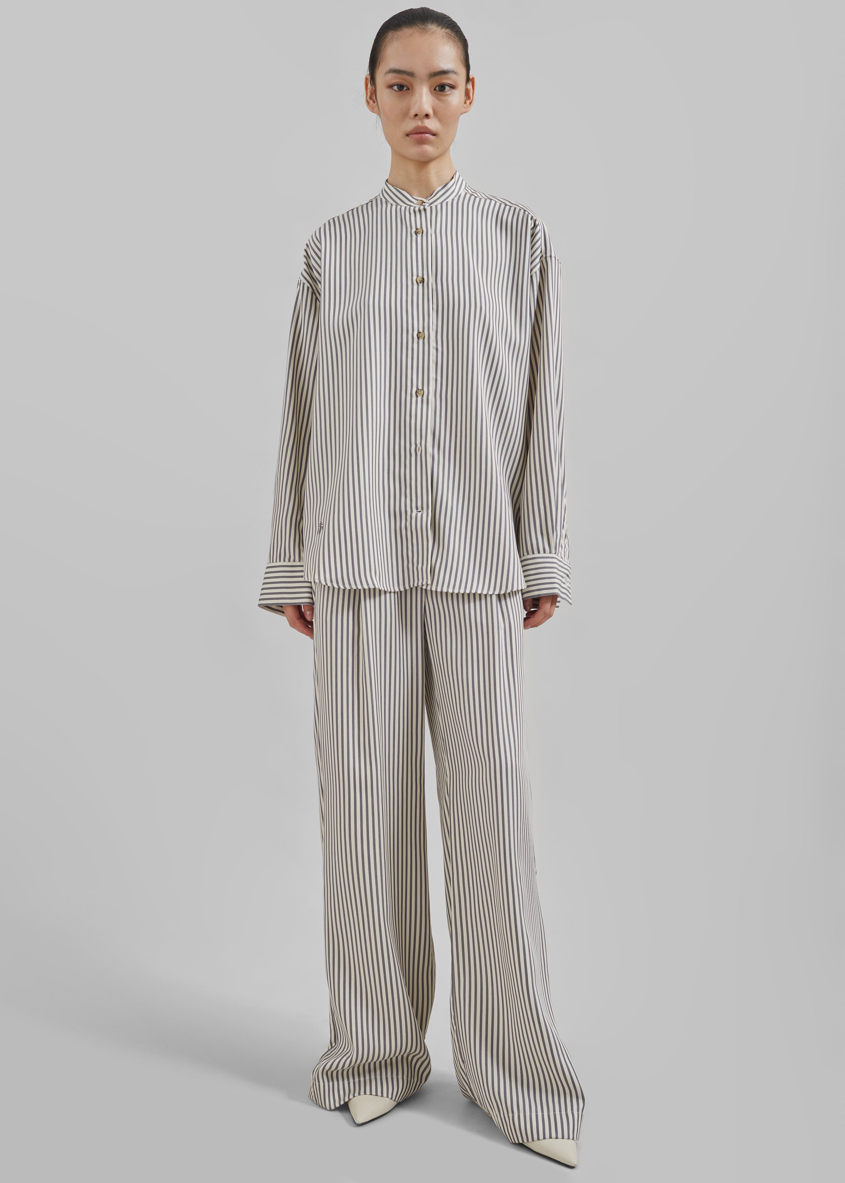 The Garment Vence Pants - Cream/Grey Stripe - 7