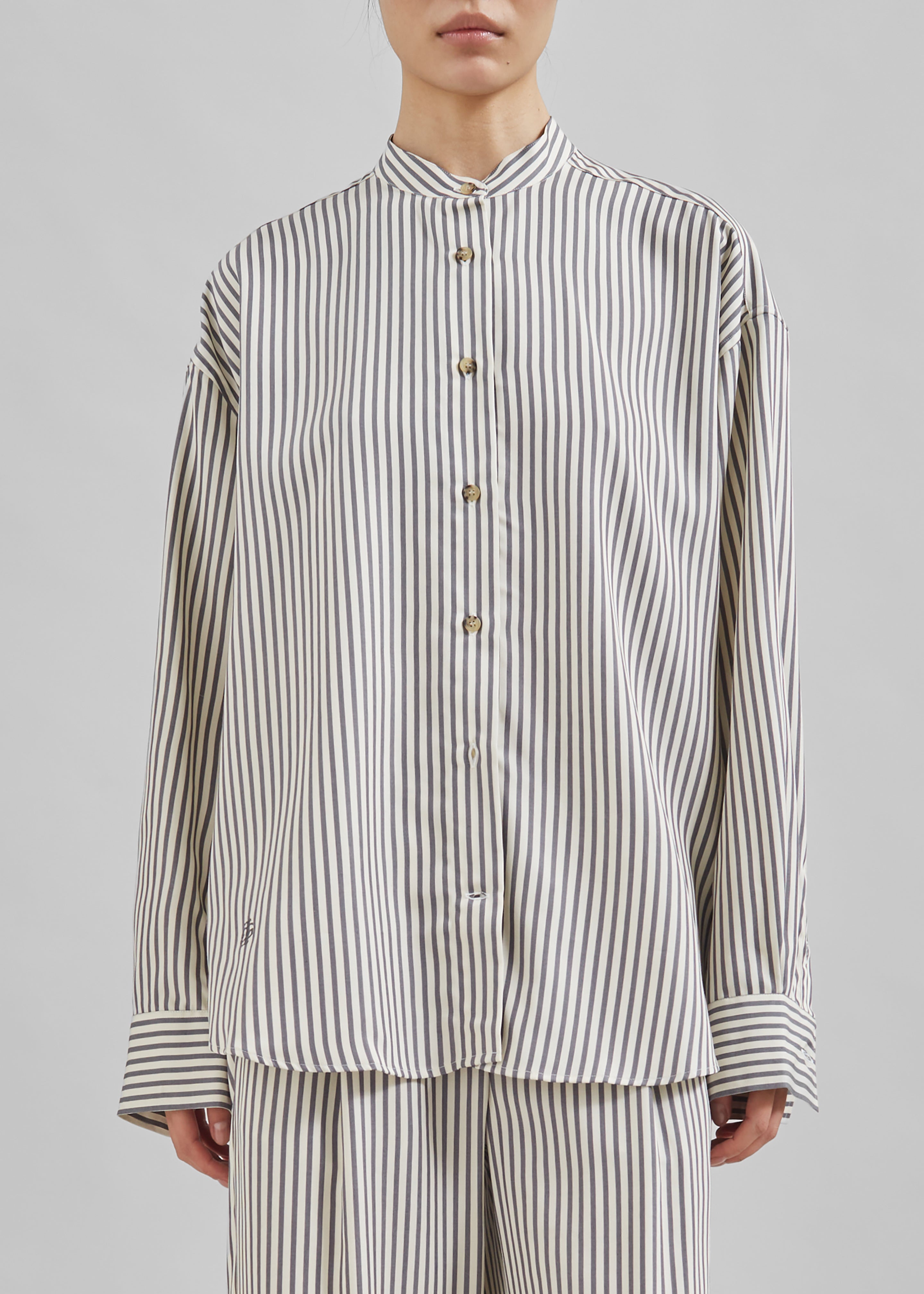 The Garment Vence Shirt - Cream/Grey Stripe - 7