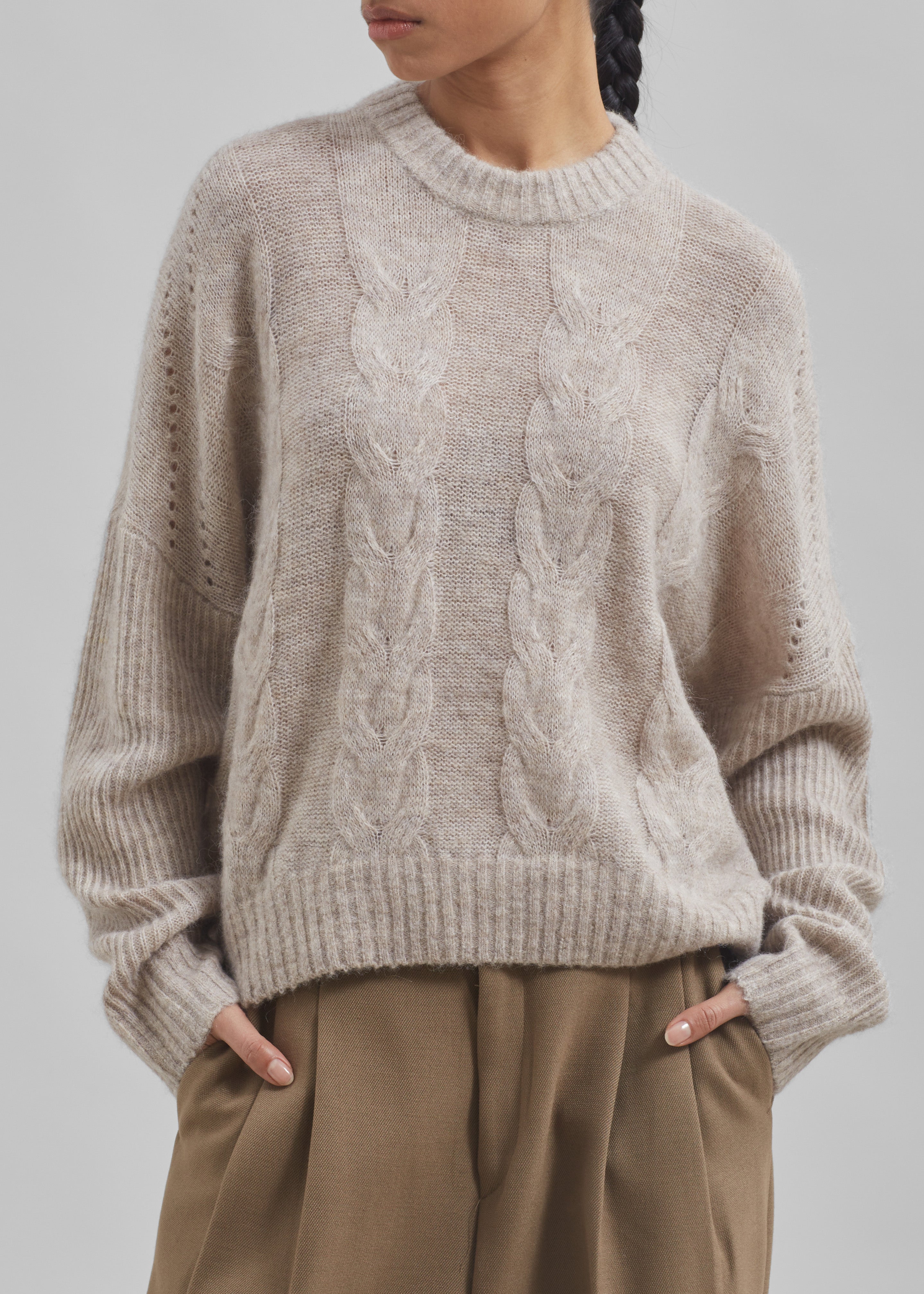 The Garment Verbier Boxy Cable Sweater - Linen - 2