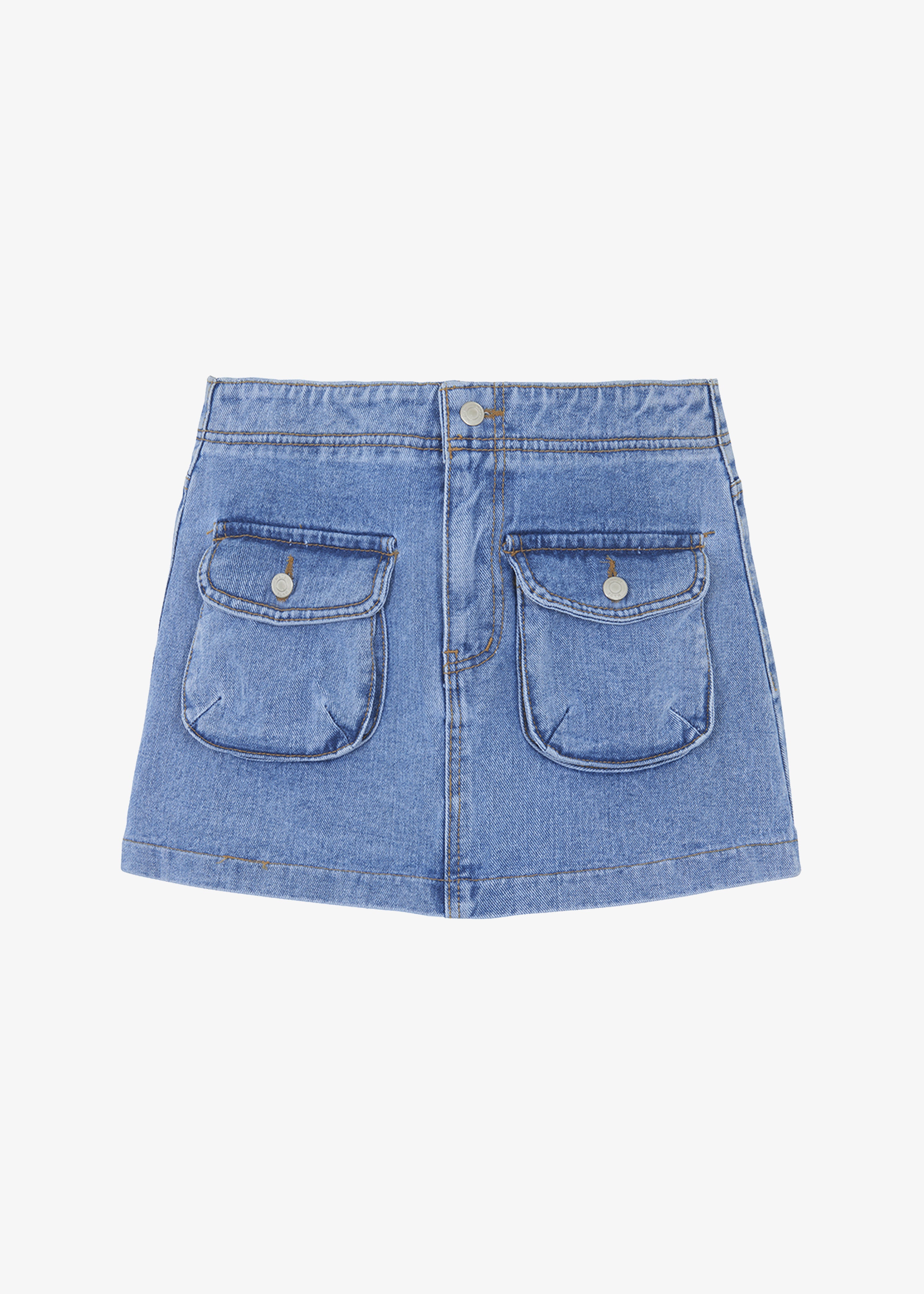 Thela Pocket Denim Skirt - Blue Wash - 8