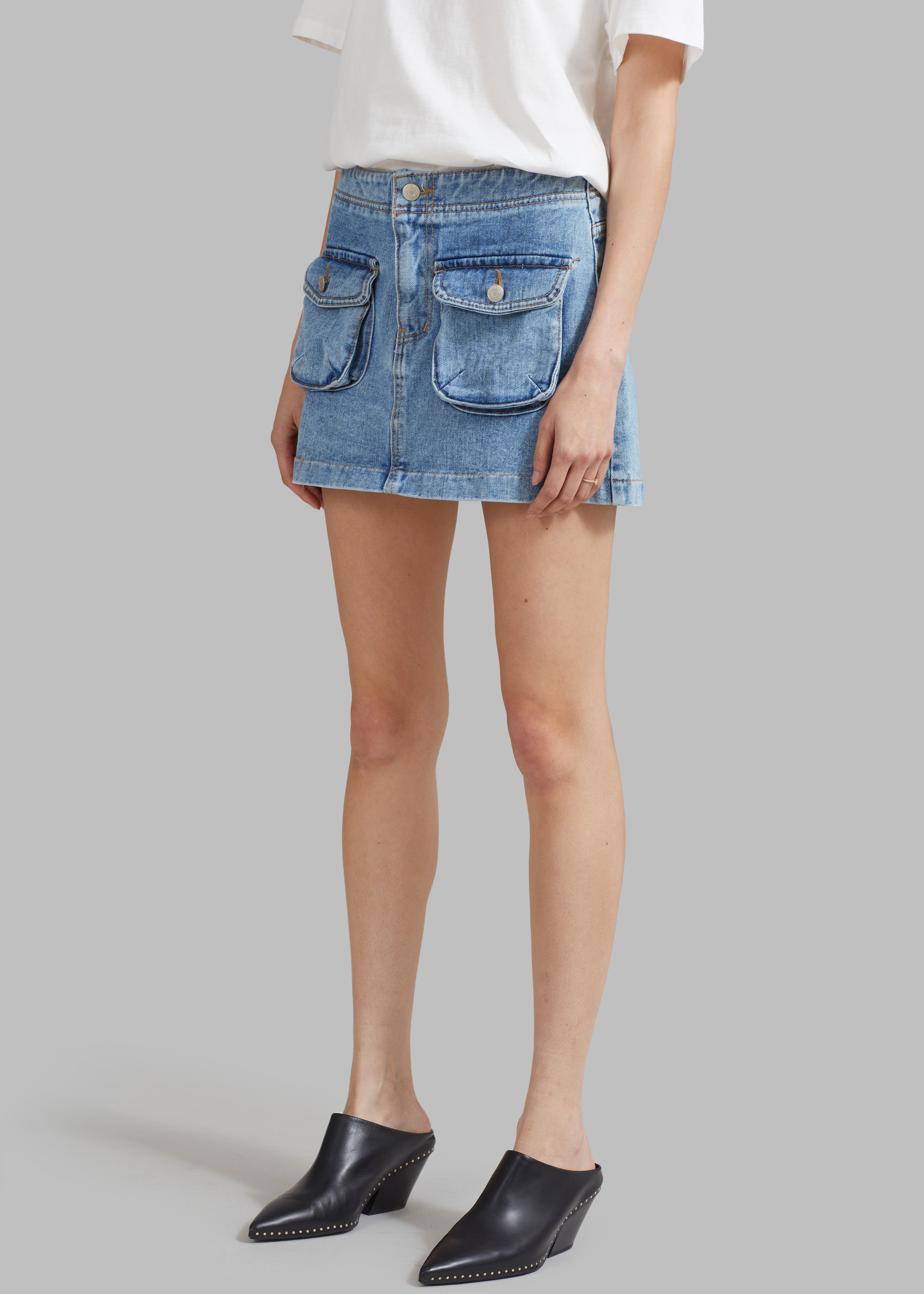 Thela Pocket Denim Skirt - Blue Wash - 5