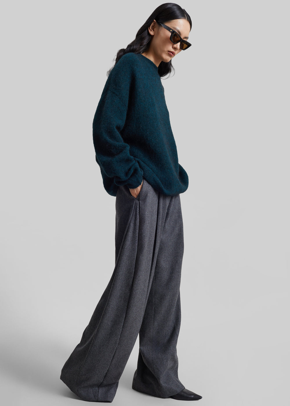 TheLatest Billie Wool Trousers - Dark Grey - 1