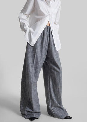 TheLatest Dora Pinstripe Wool Trousers - Light Grey