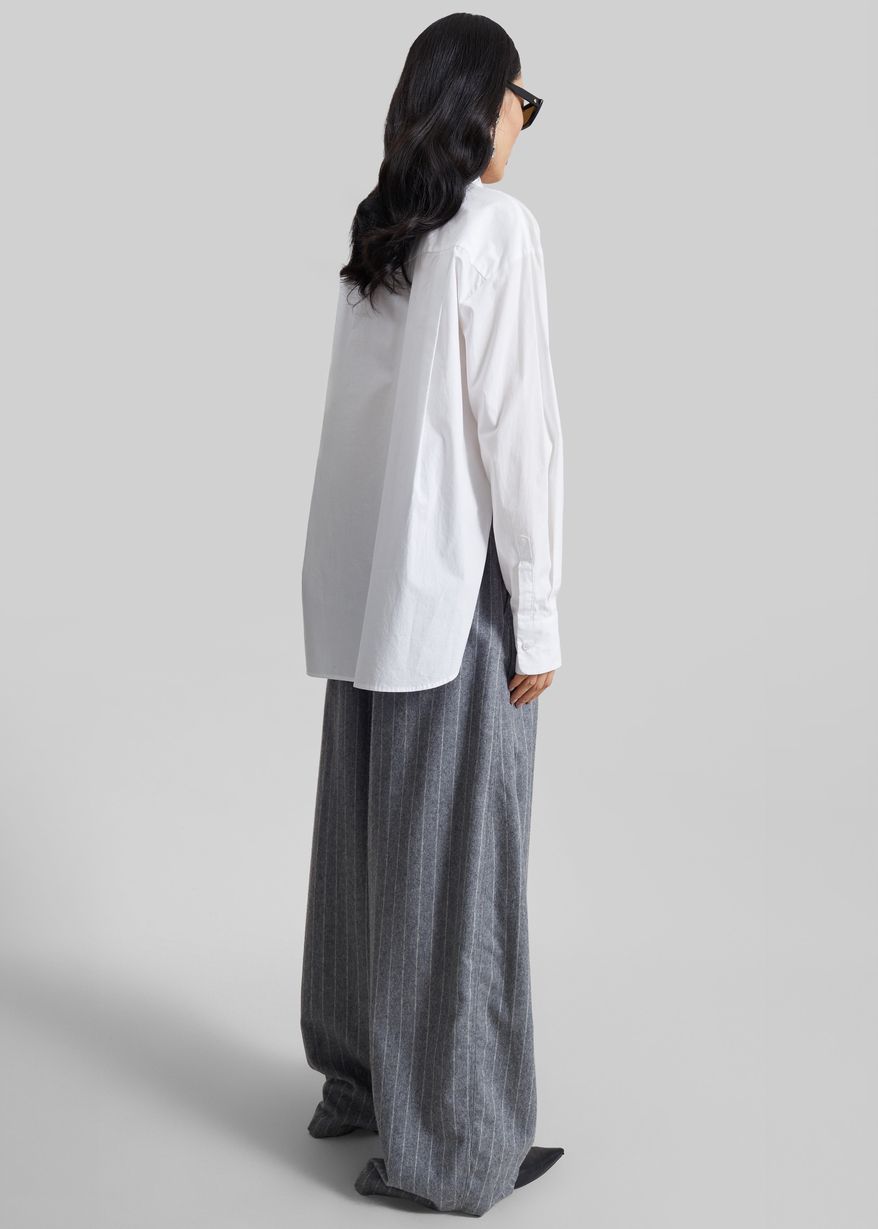 TheLatest Dora Pinstripe Wool Trousers - Light Grey - 6