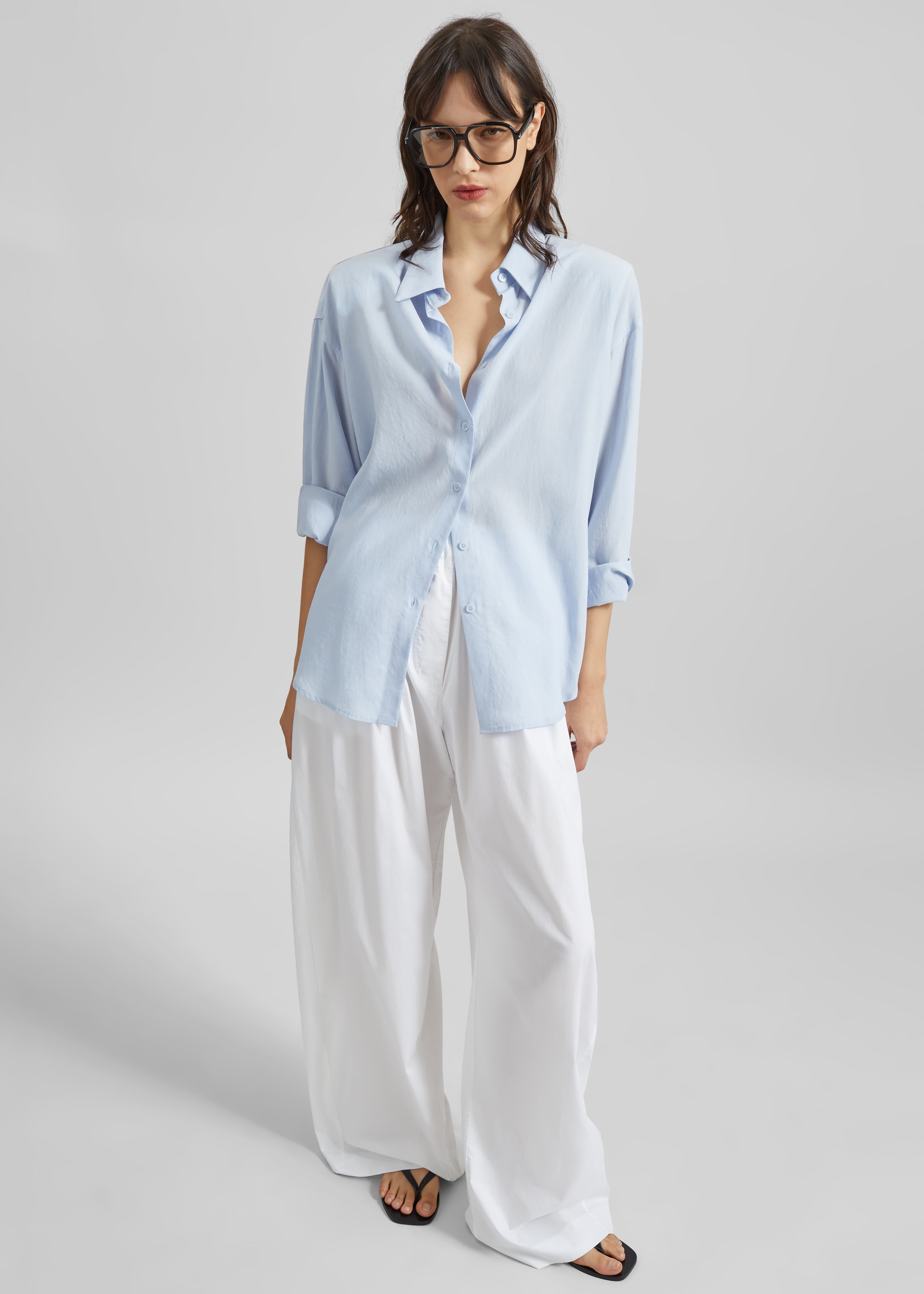 TheLatest Dora Poplin Trousers - White - 3