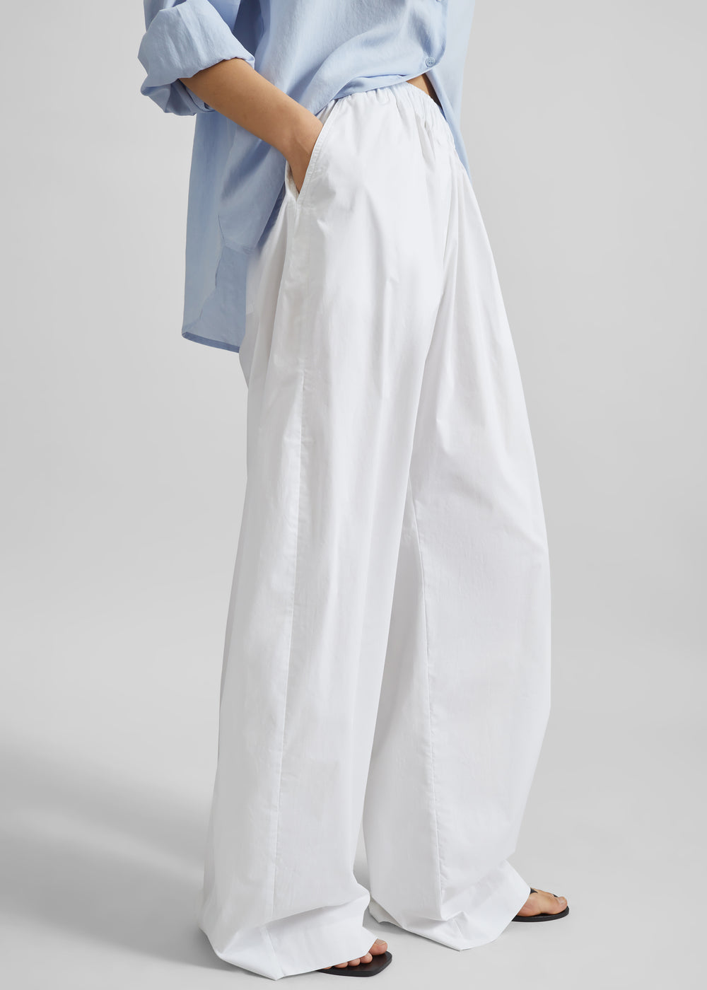 TheLatest Dora Poplin Trousers - White - 1