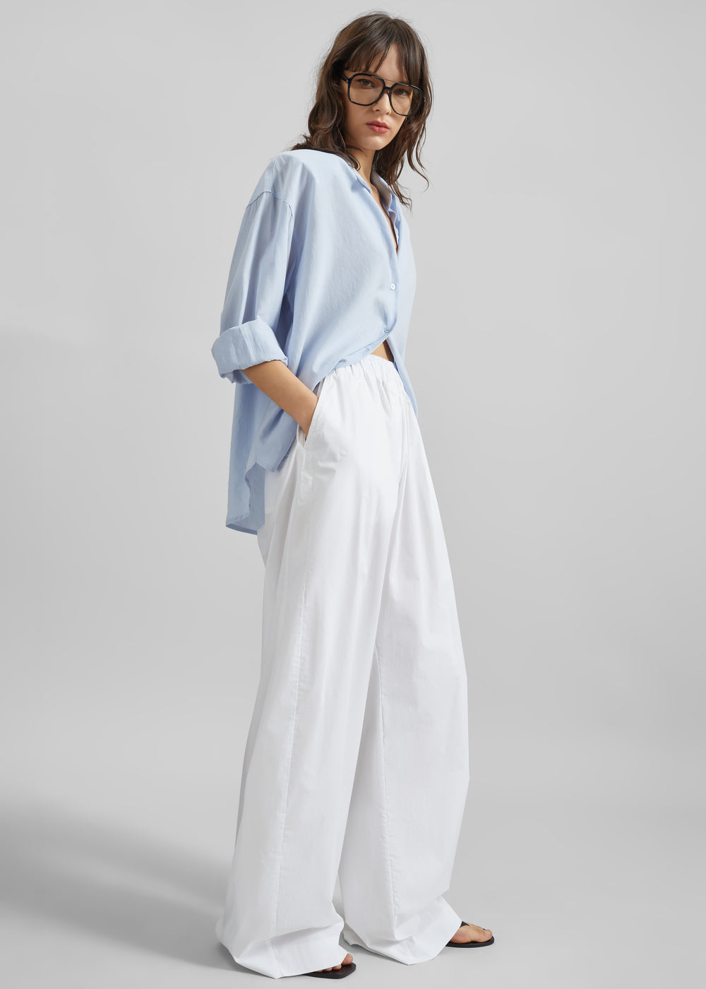 TheLatest Dora Poplin Trousers - White