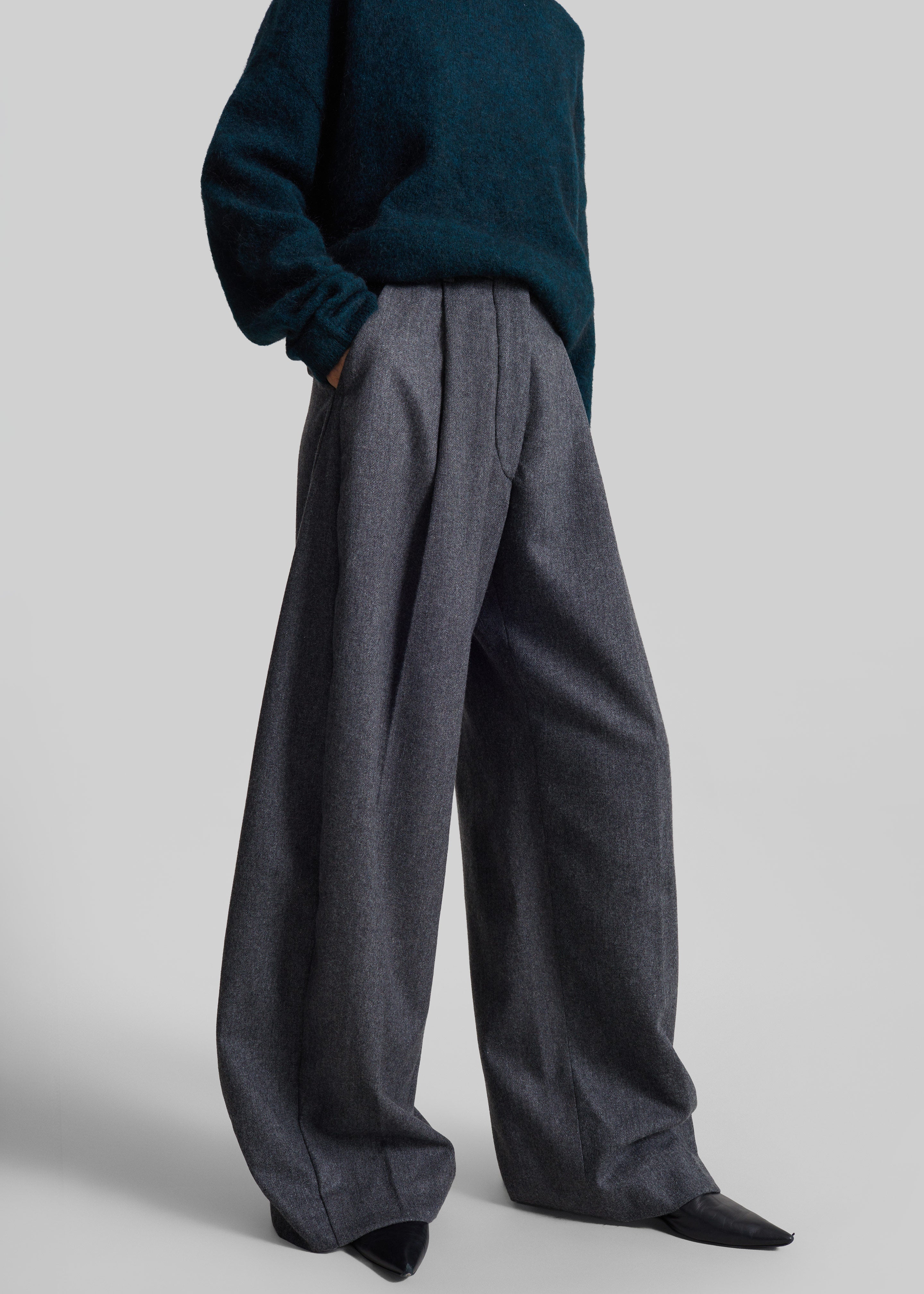 TheLatest Billie Wool Trousers - Dark Grey - 2