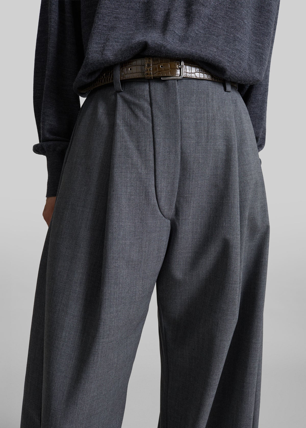 TheLatest Billie Wool Trousers - Grey Melange - 3