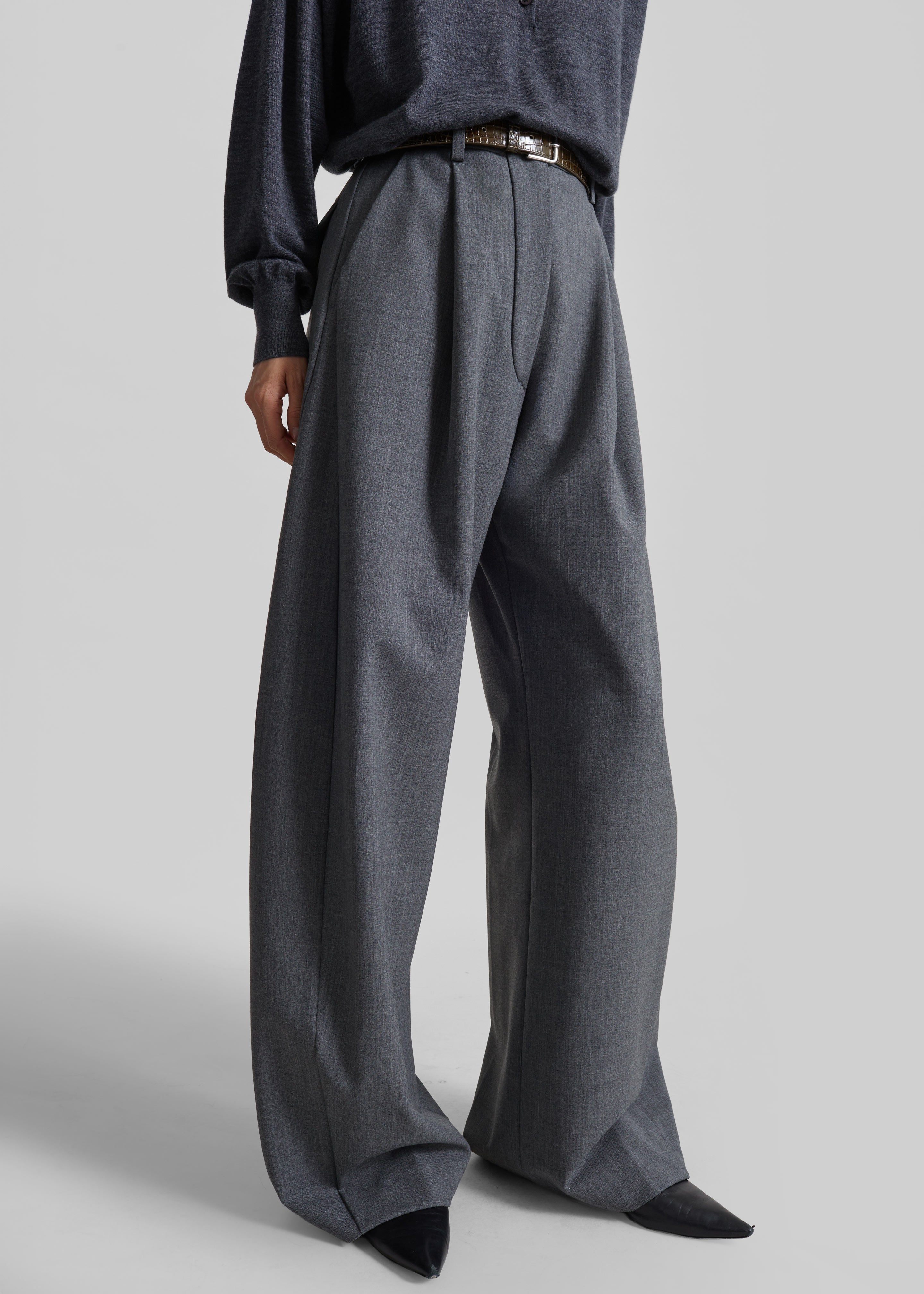 TheLatest Billie Wool Trousers - Grey Melange - 2