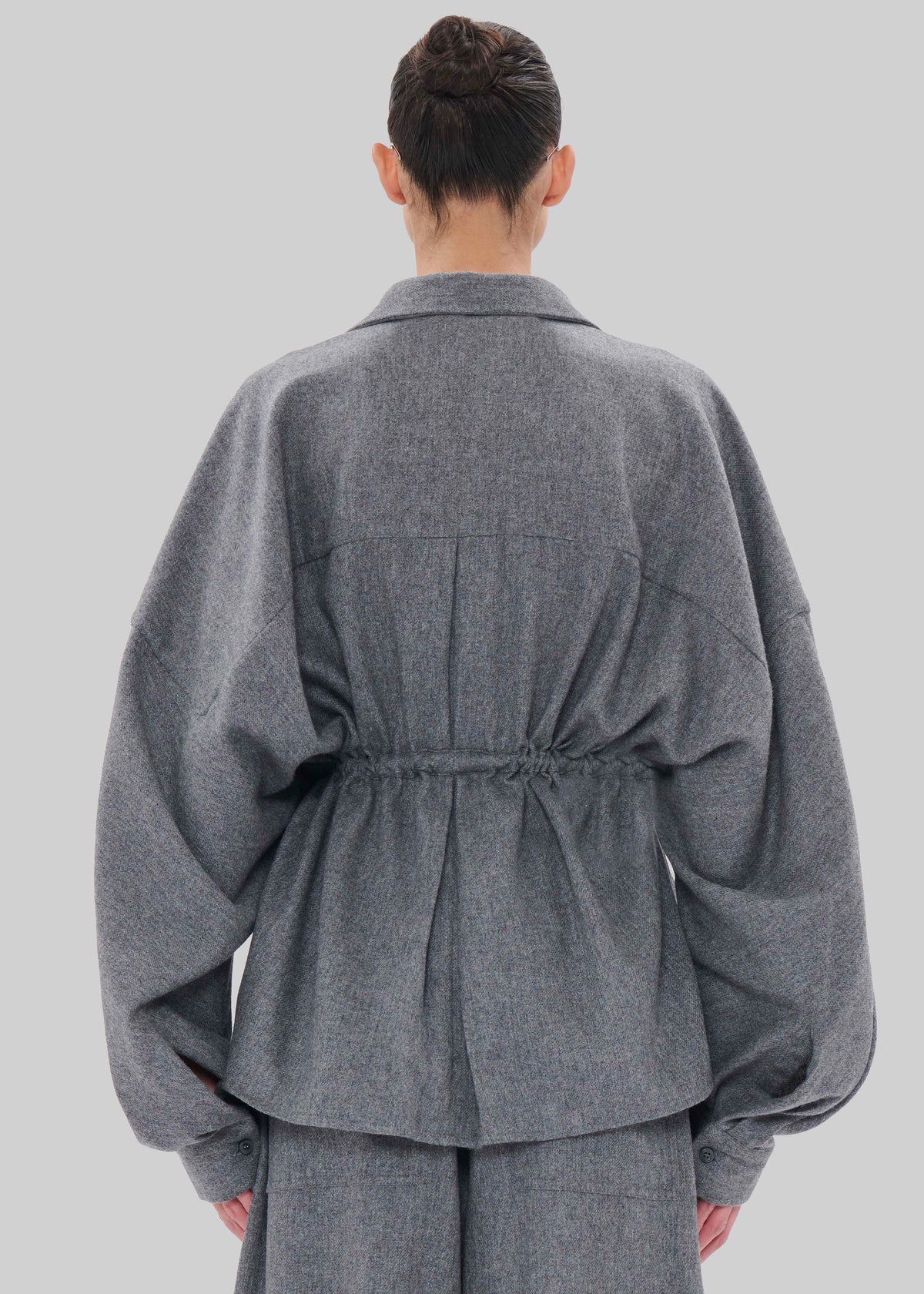 TheLatest Dalida Flannel Wool Shirt - Light Grey