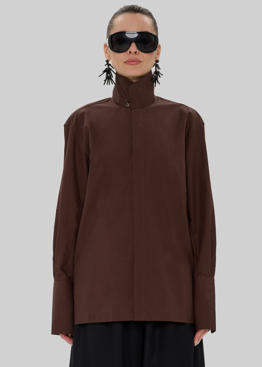 TheLatest Edith Poplin Shirt - Brown - 1