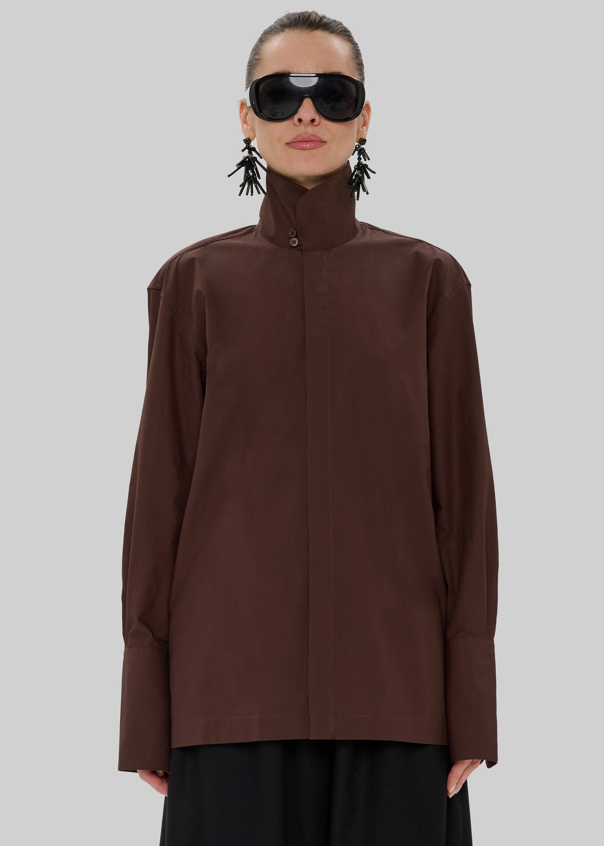 TheLatest Edith Poplin Shirt - Brown
