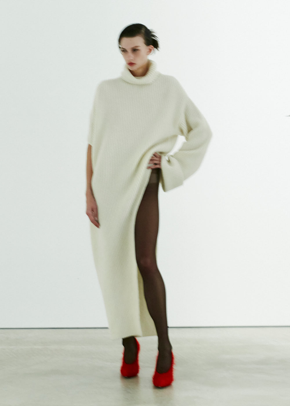 TheLatest Edith Long Knitwear - Off White - 1