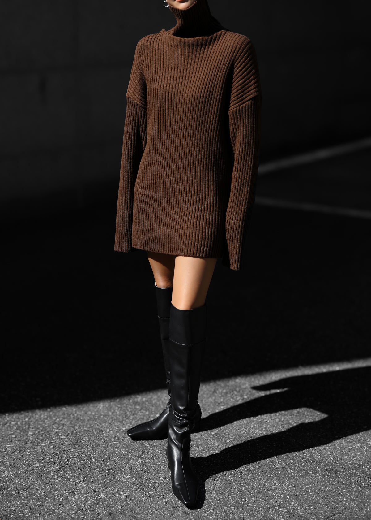 Thelma Ribbed Sweater Dress - Brown The Frankie Shop Thelma Ribbed Sweater Dress - Brown The Frankie Shop