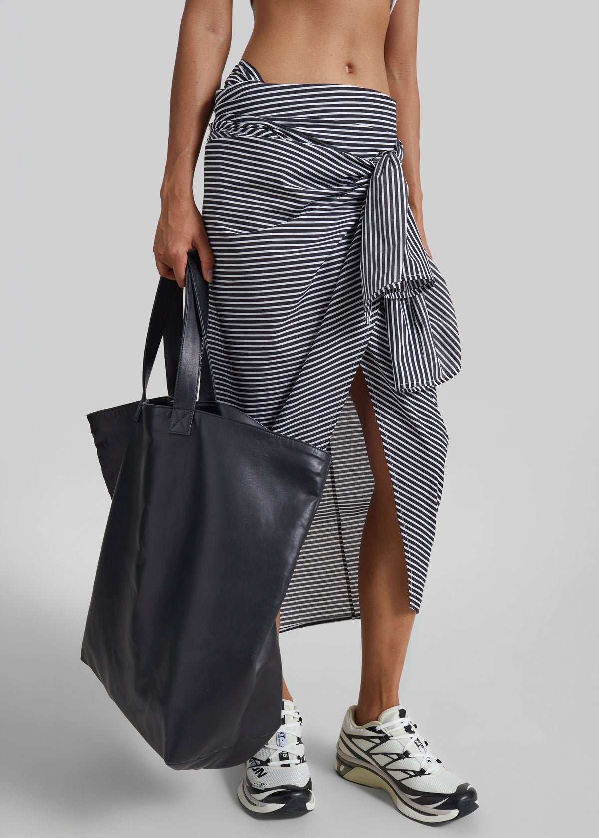 Thira Wrap Skirt - Black/White Stripe - 6