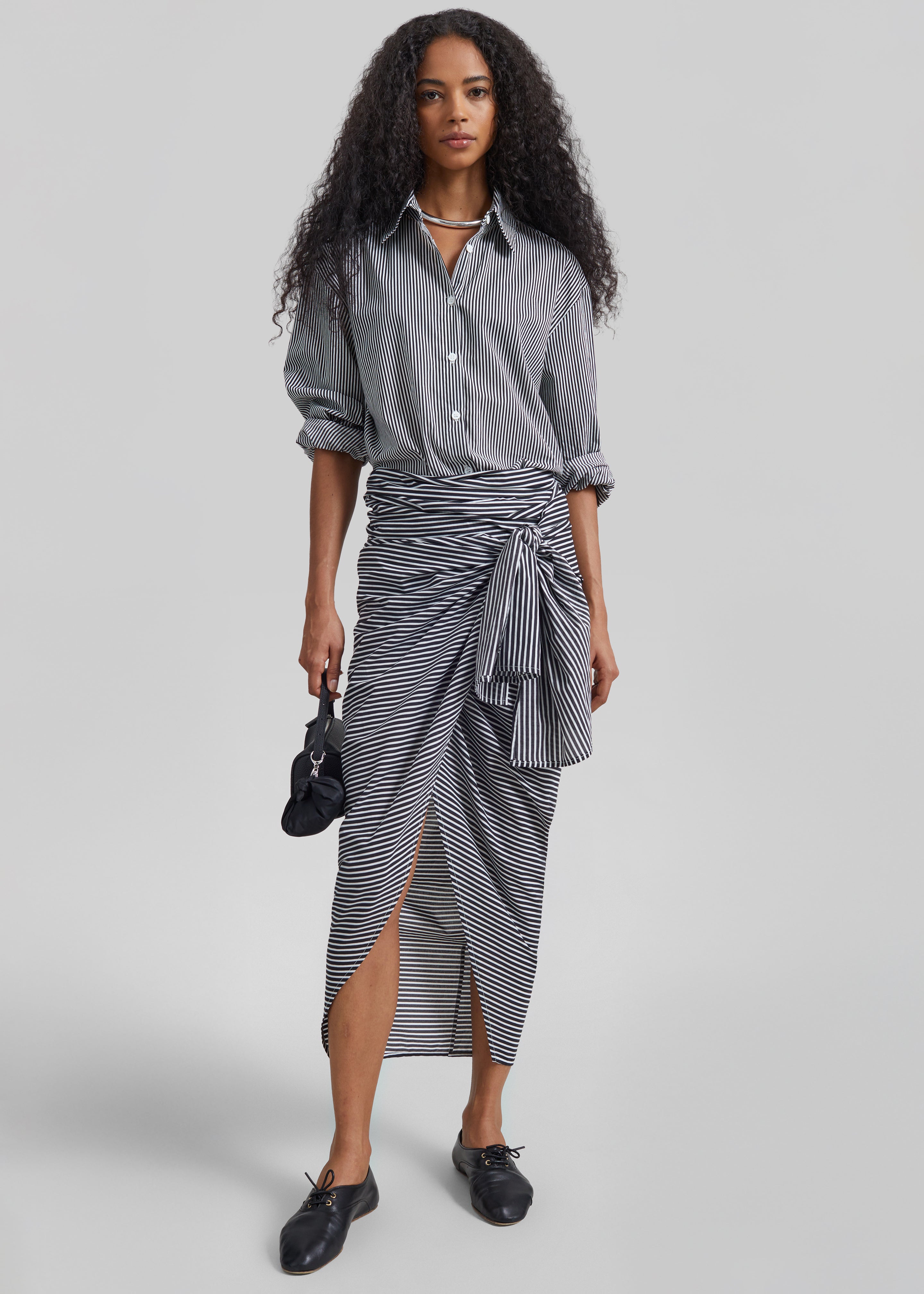 Thira Wrap Skirt - Black/White Stripe - 5