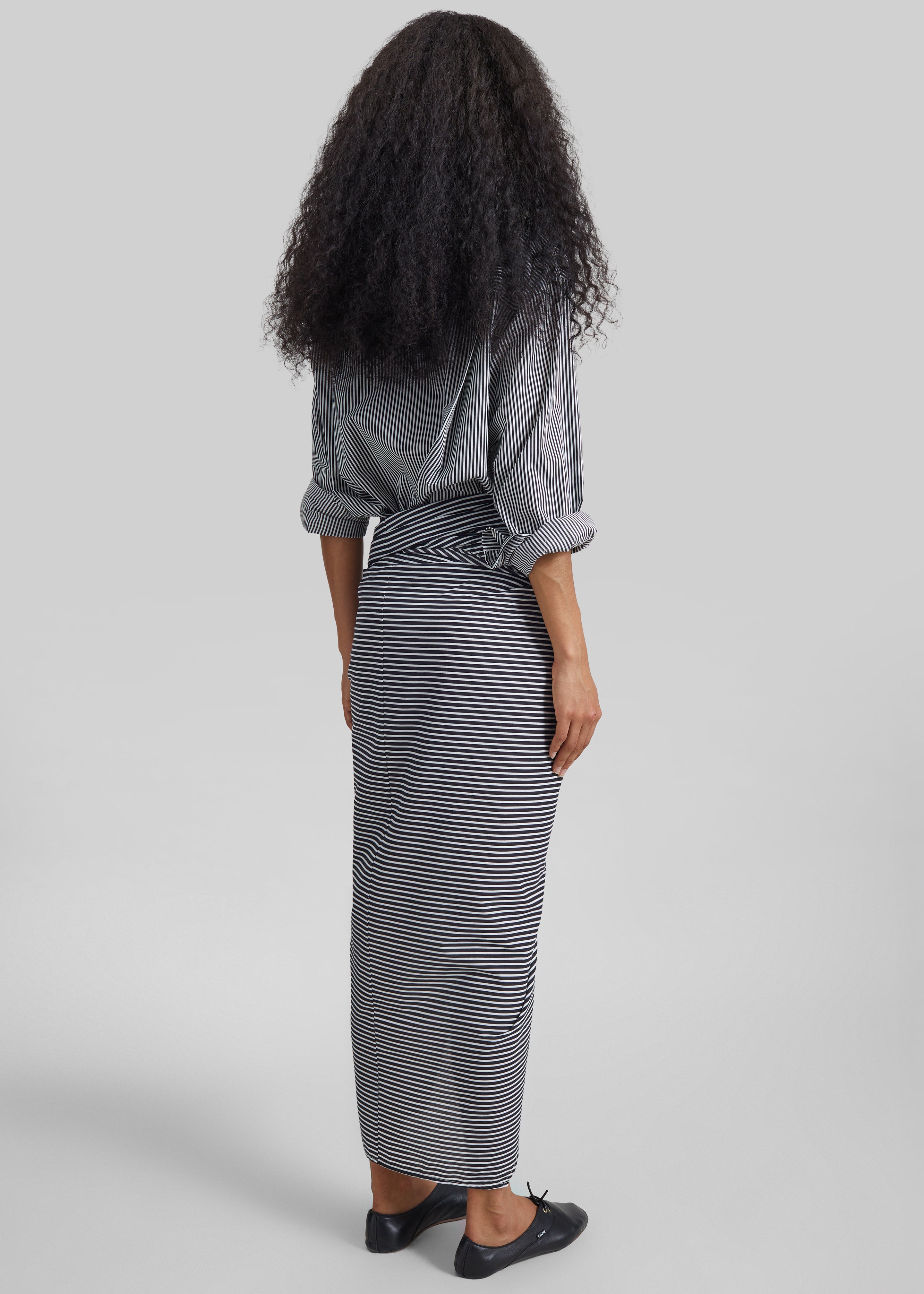 Thira Wrap Skirt - Black/White Stripe - 10
