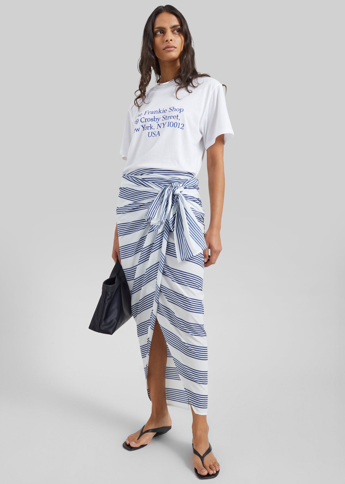 Thira Wrap Skirt - Navy/White Stripe - 4